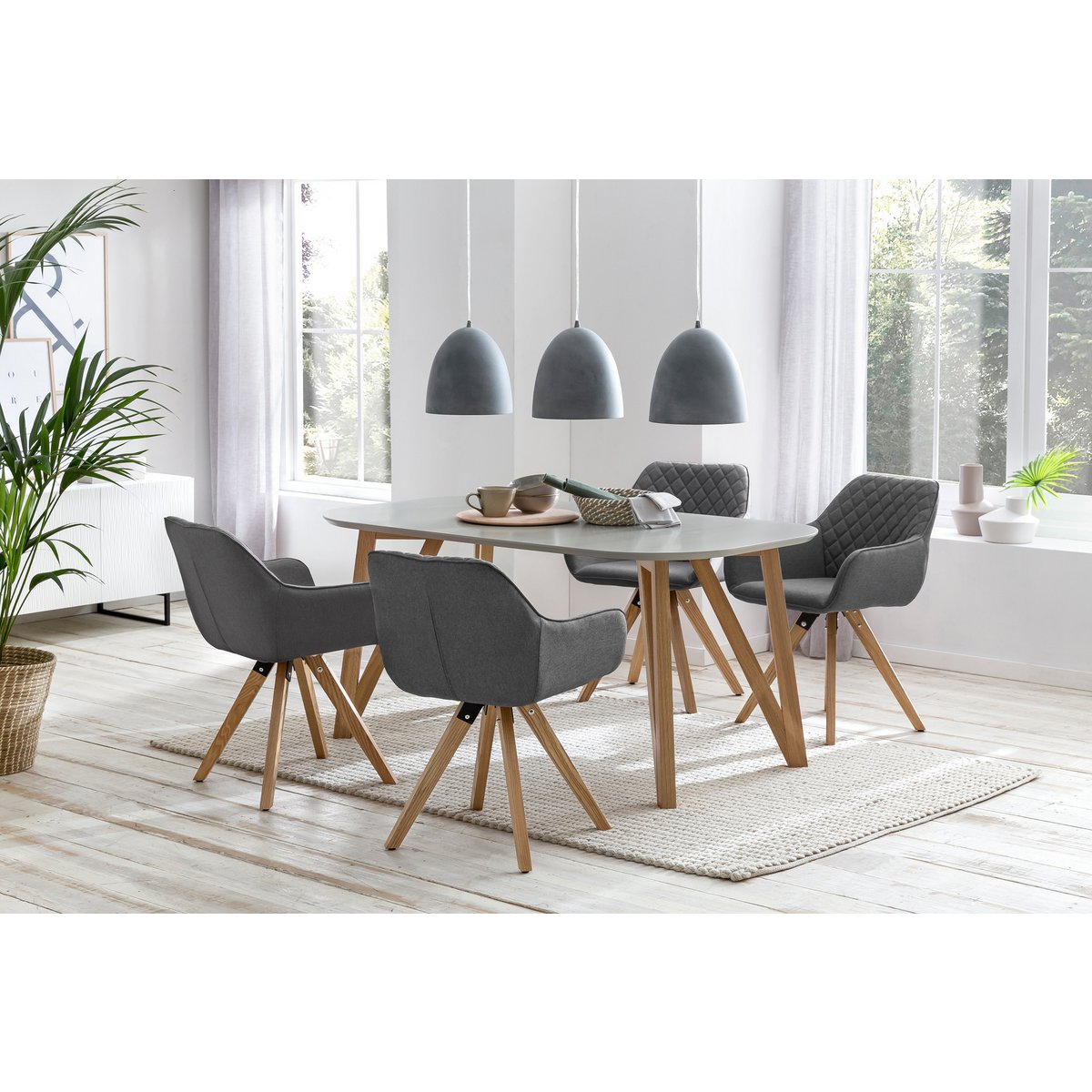 Fauteuil set van 2 grijs textiel