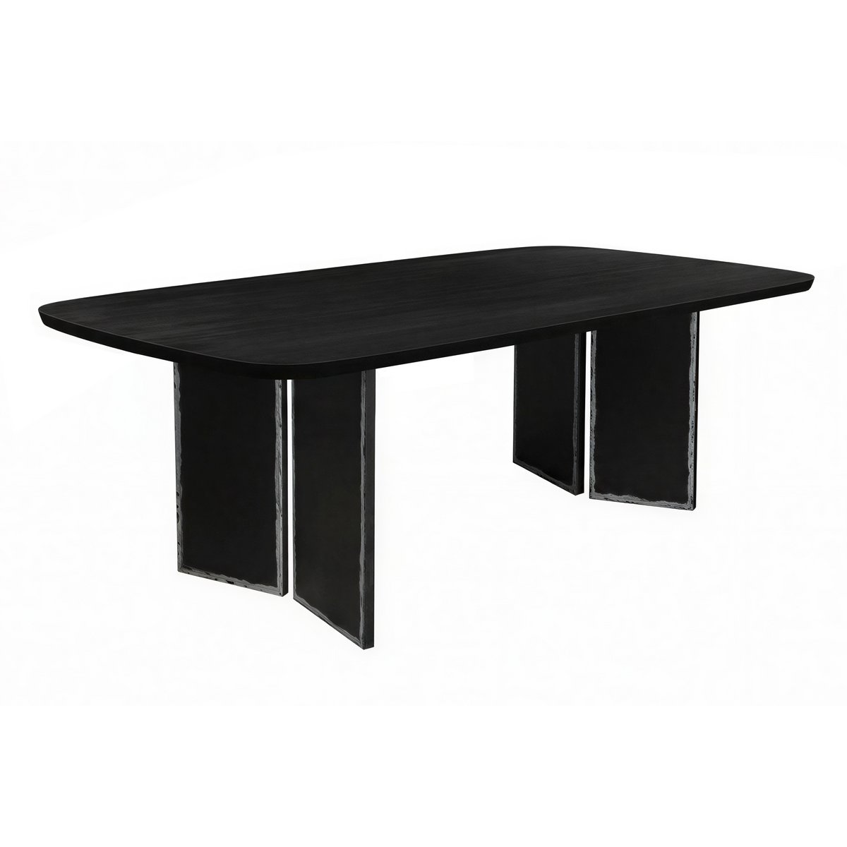 Eettafel 240x100 cm, massief mangoblad, metalen frame, zwart-zwart