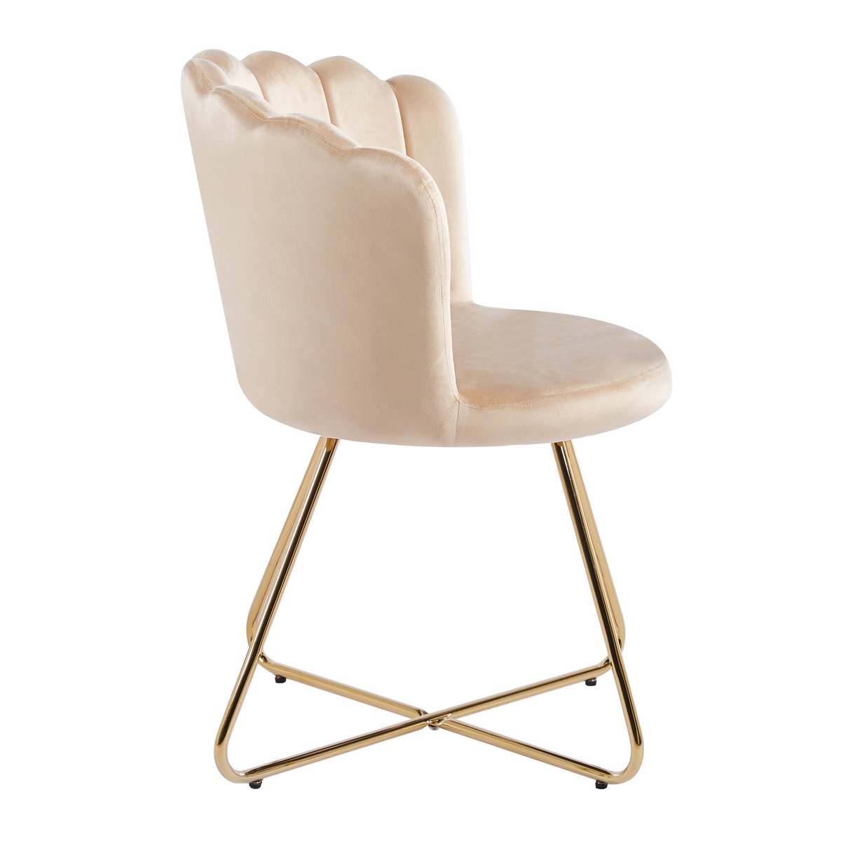 Fluwelen schelpstoelenset van 2 beige