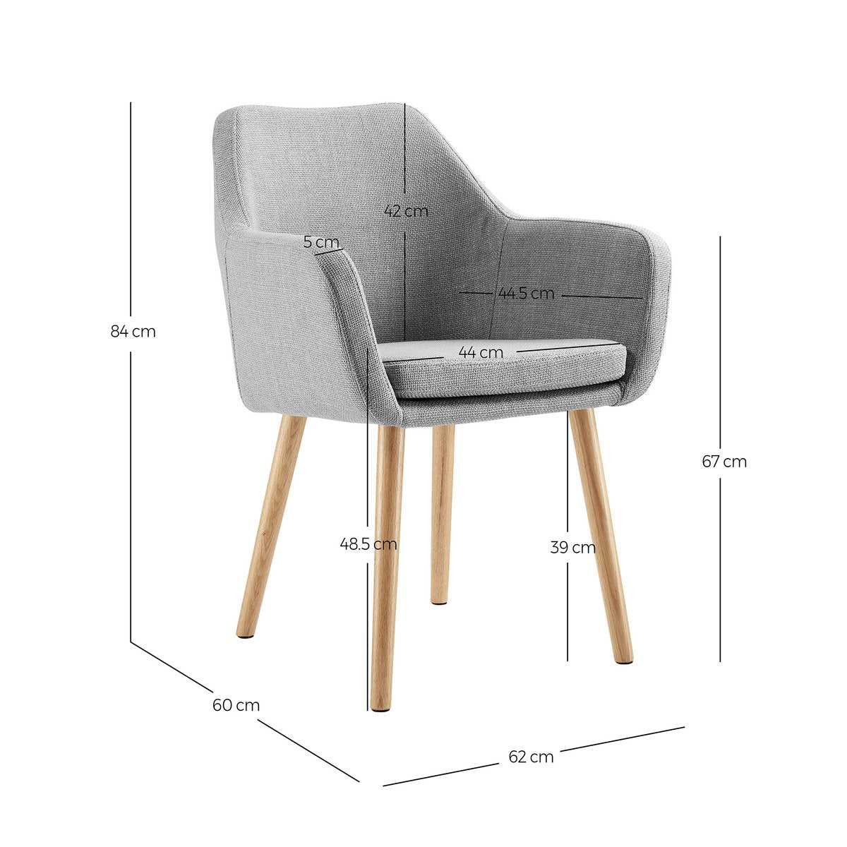 Structuurstof fauteuil lichtgrijs