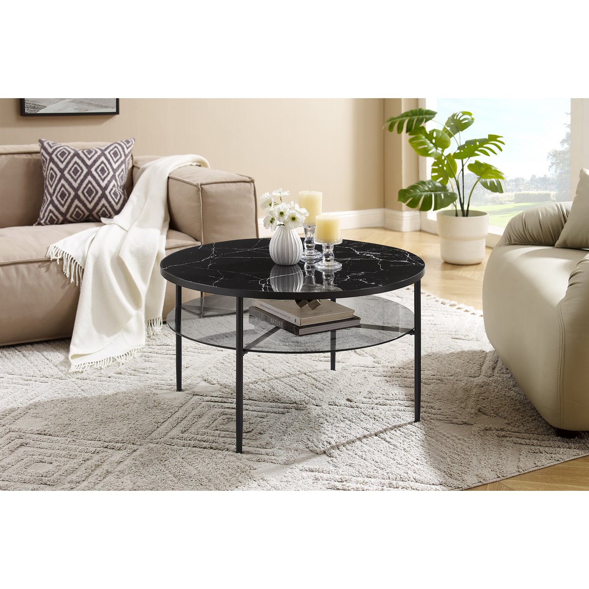 Salontafel Ø 81 cm zwart