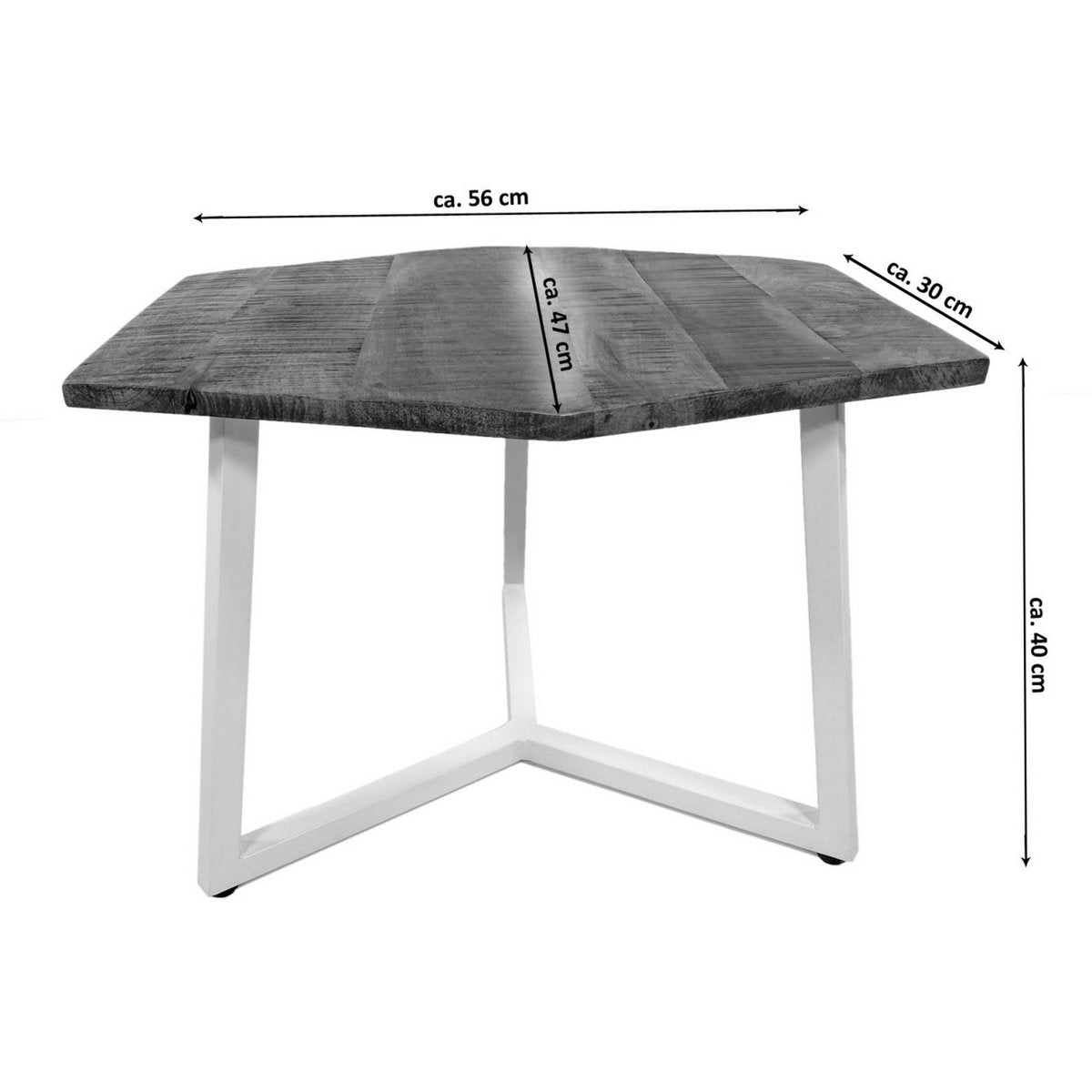 Zije tafel 56 x 47 cm woonkamer tafel salontafel mooi metalen frame zwart - wit wit wit
