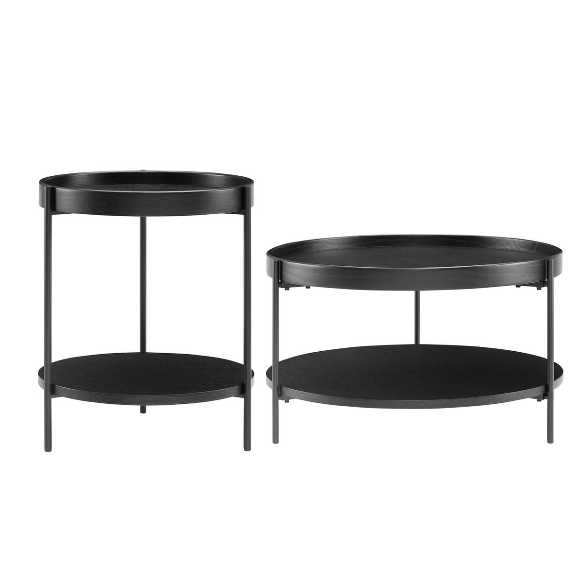 Salontafel set van 2 zwart