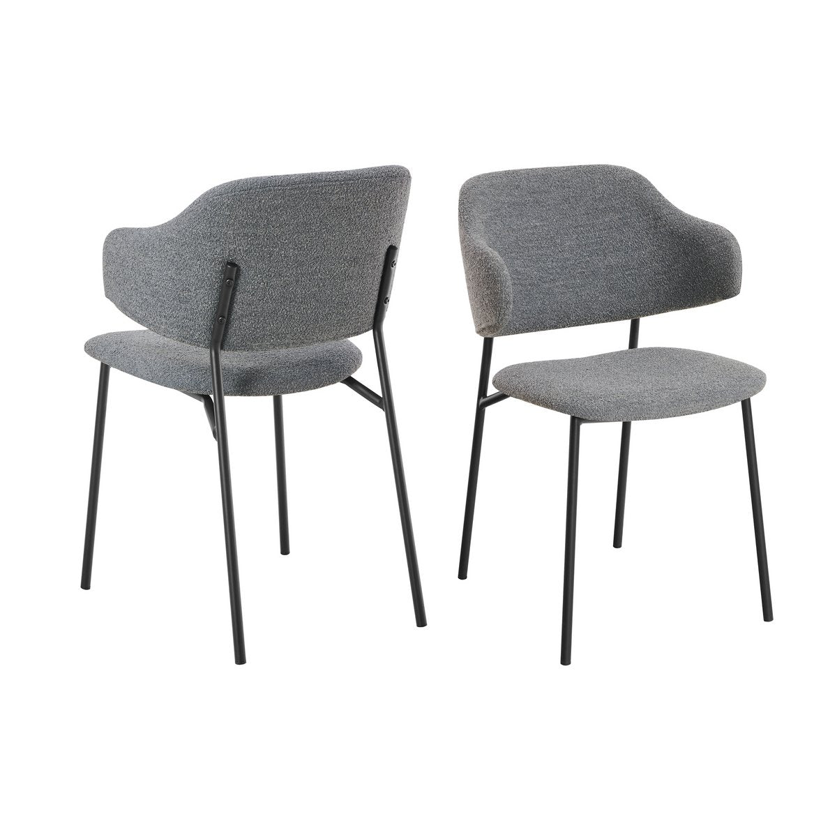 Bouclé fauteuil set van 2 donkergrijs