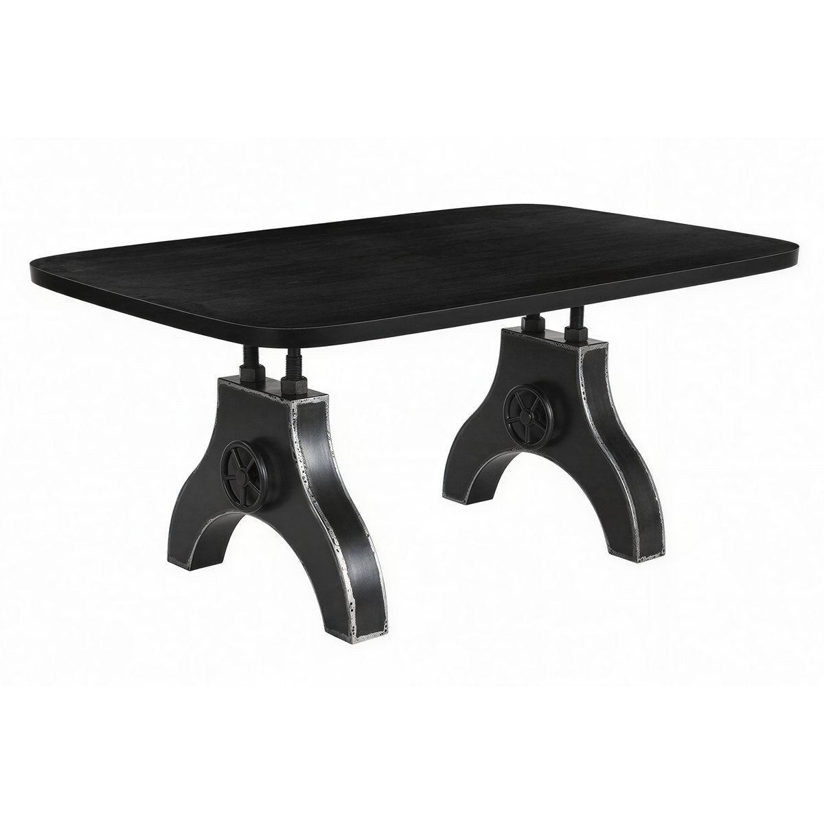 Eettafel 200x100 cm, massief Mango blad, metalen frame met slinger, zwart