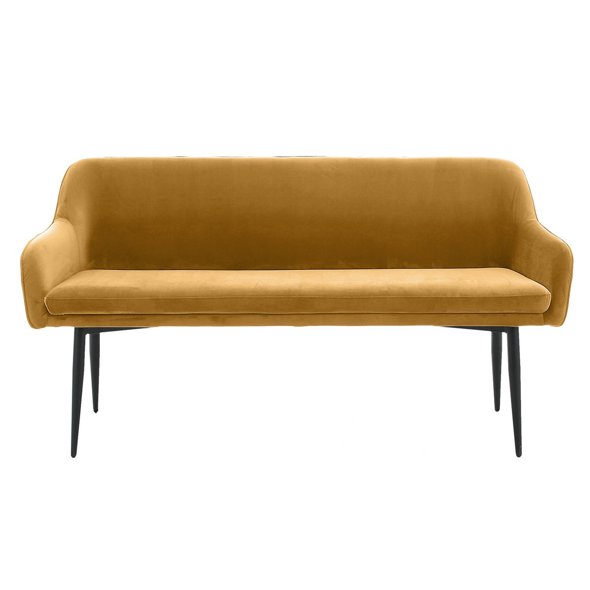 Bank 160 cm fluweel mosterdgeel