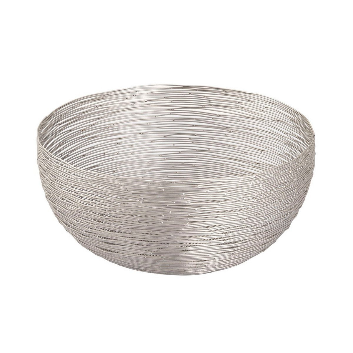 Fruitmand Ø 30 cm H 13 cm broodmand fruitkom metalen ronde zilver of gouden poppen metalen draadstructuur