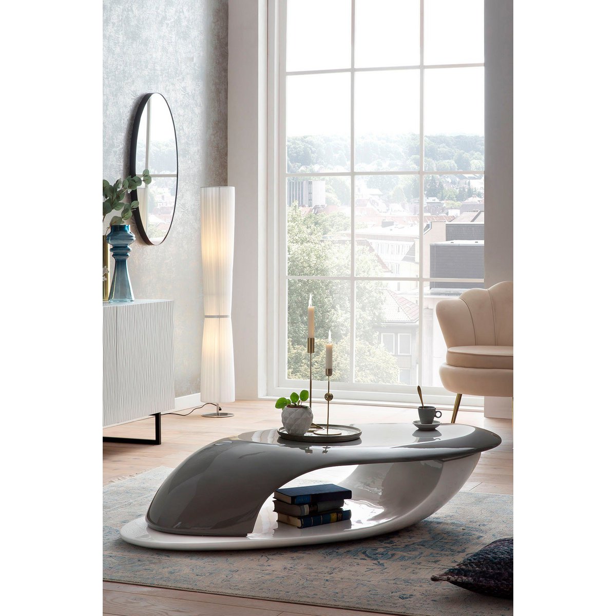 Tweekleurige salontafel van glasvezel