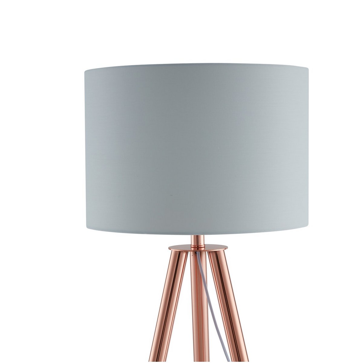 Vloerlamp met stoffen kap koper/wit