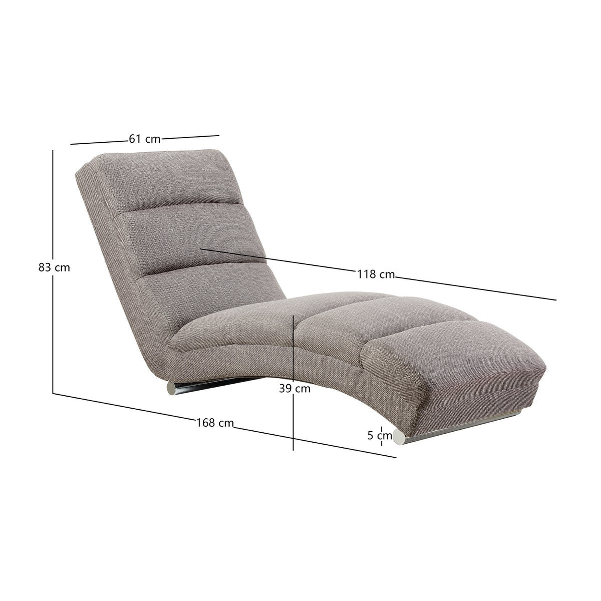 Chaise longue structuurstof grijs