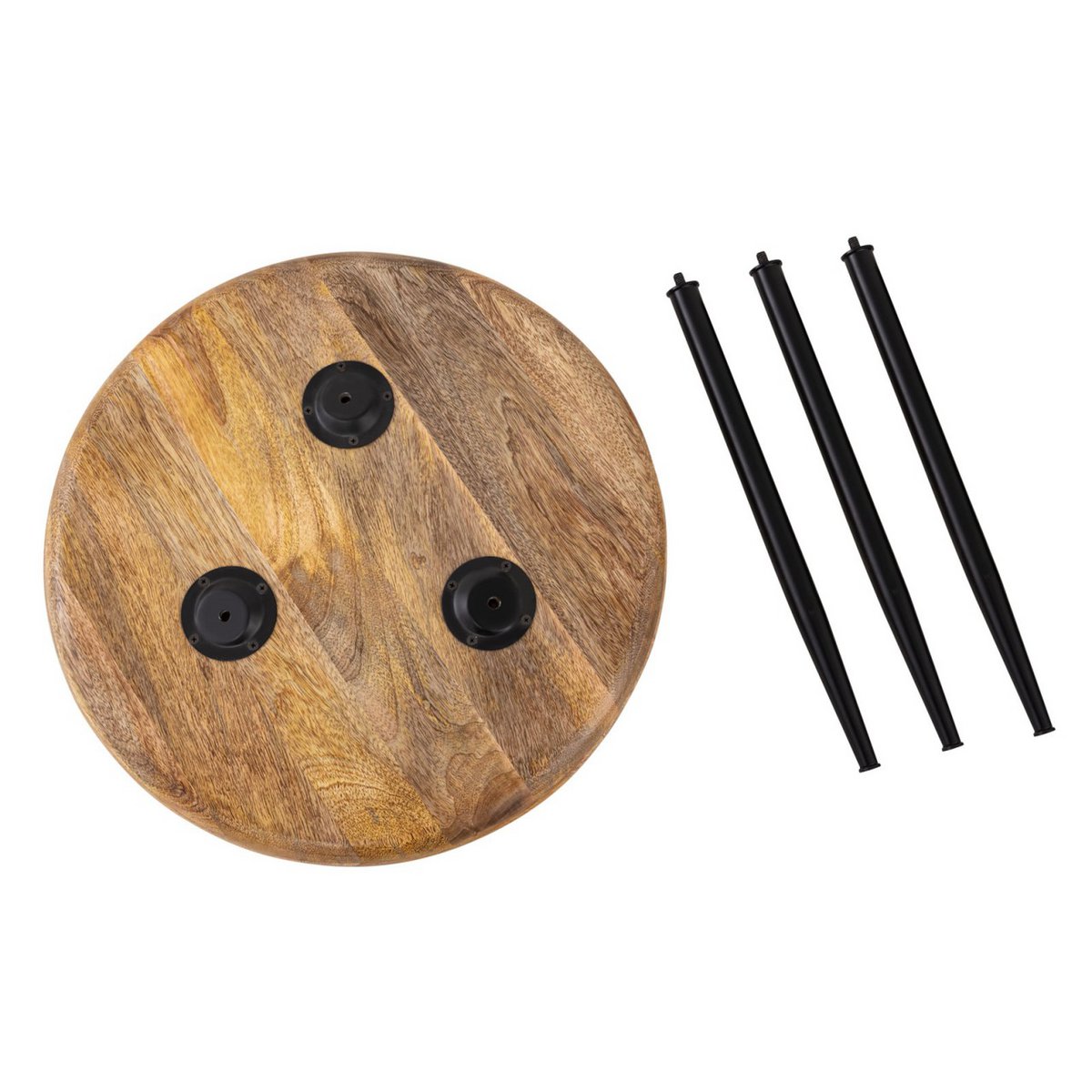 Bijzettafel hout rond Ø 40 of 50 cm Vancouver salontafel woonkamer tafel metalen metalen voet zwart mat