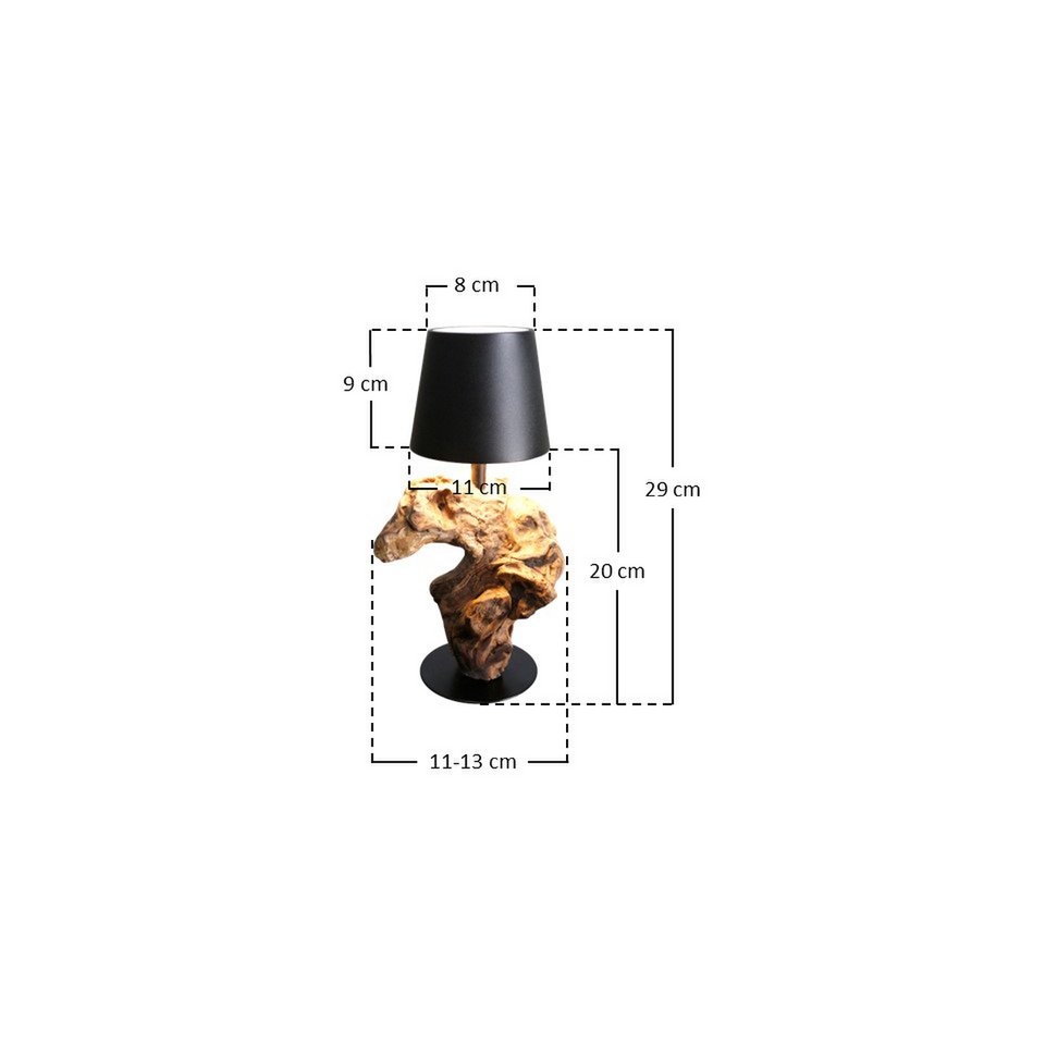 Tafellamp 29 cm naturel/zwart met LED batterij