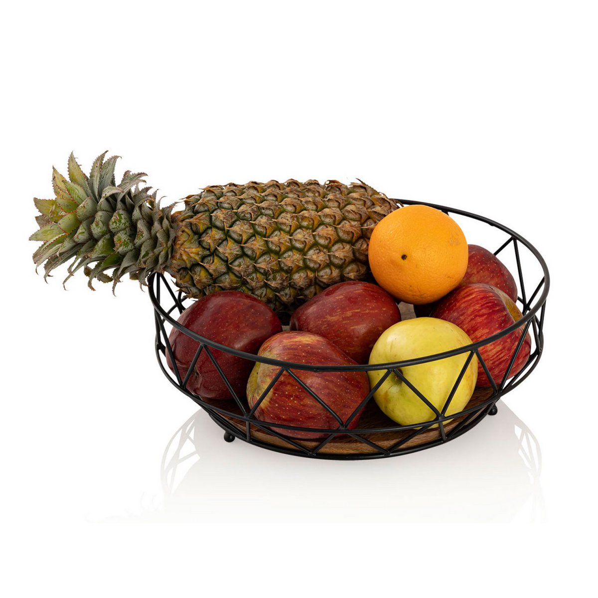 Fruitkom metalen broodmand rond neo Ø 28 cm H 10 cm fruitmand metaal zwart