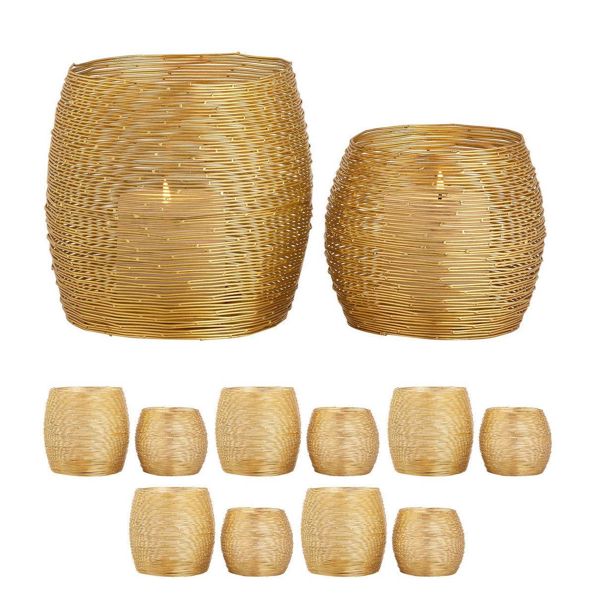 Theelichthouder 12-delige set 2 x 6 VE lantaarns kandelaar Paris gouden of zilveren kandelaar