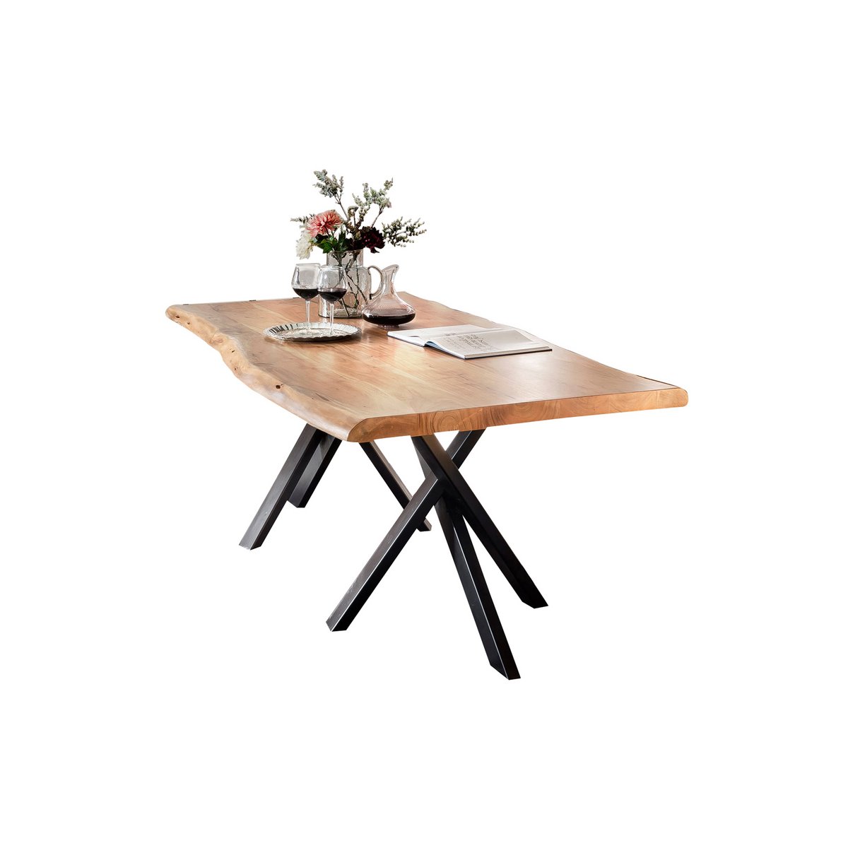 Tafel 180x100 cm, natuurlijk acacia, 56 mm