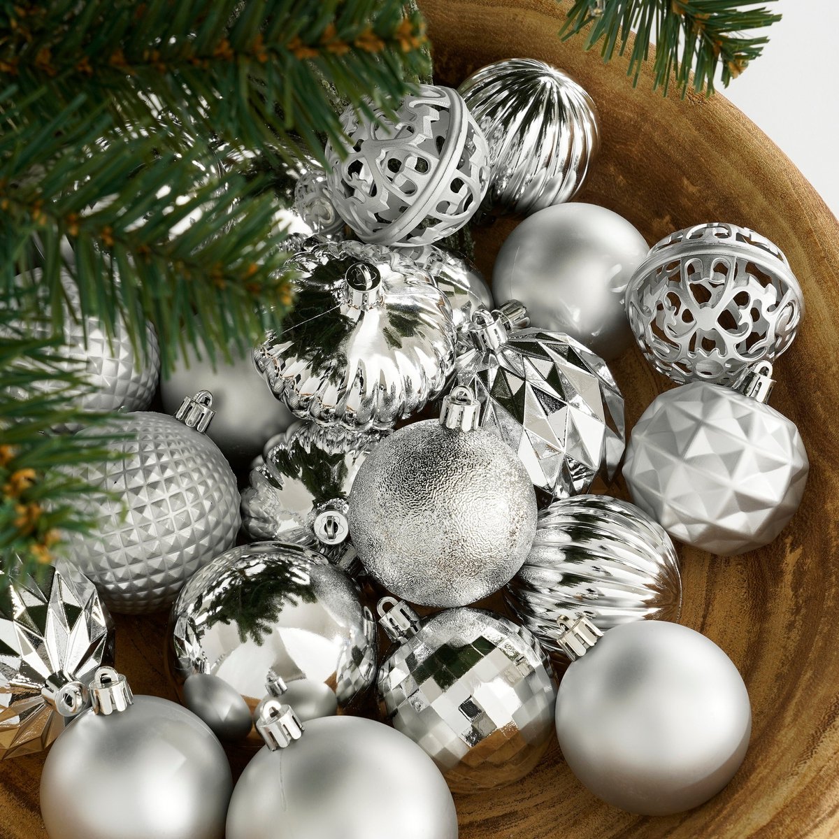 Kerstballen set Unbreakable baubles Zilver