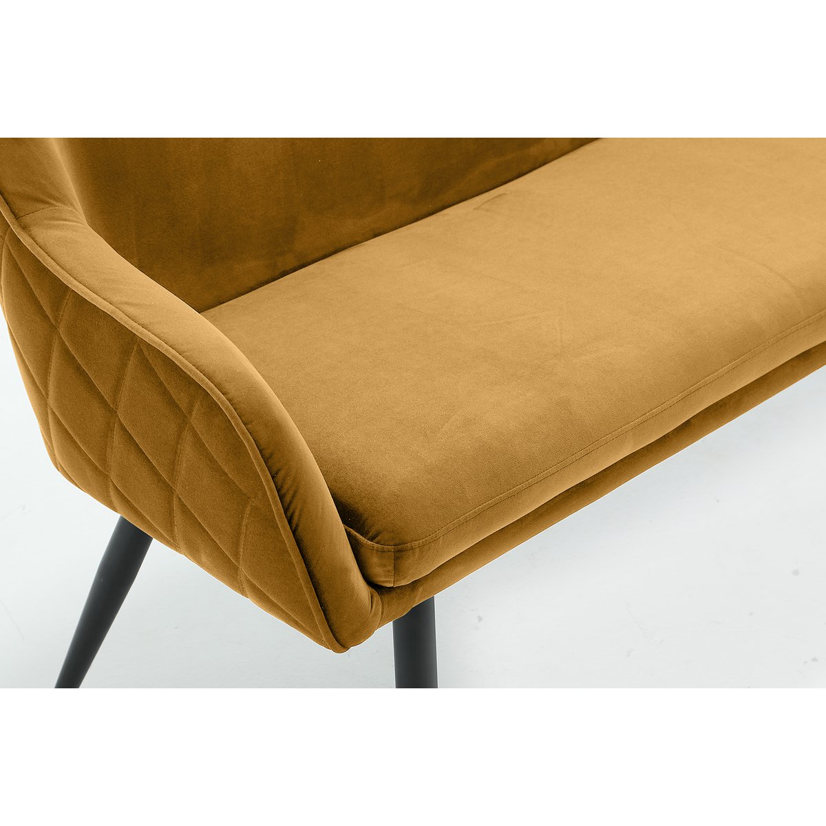 Bank 160 cm fluweel mosterdgeel