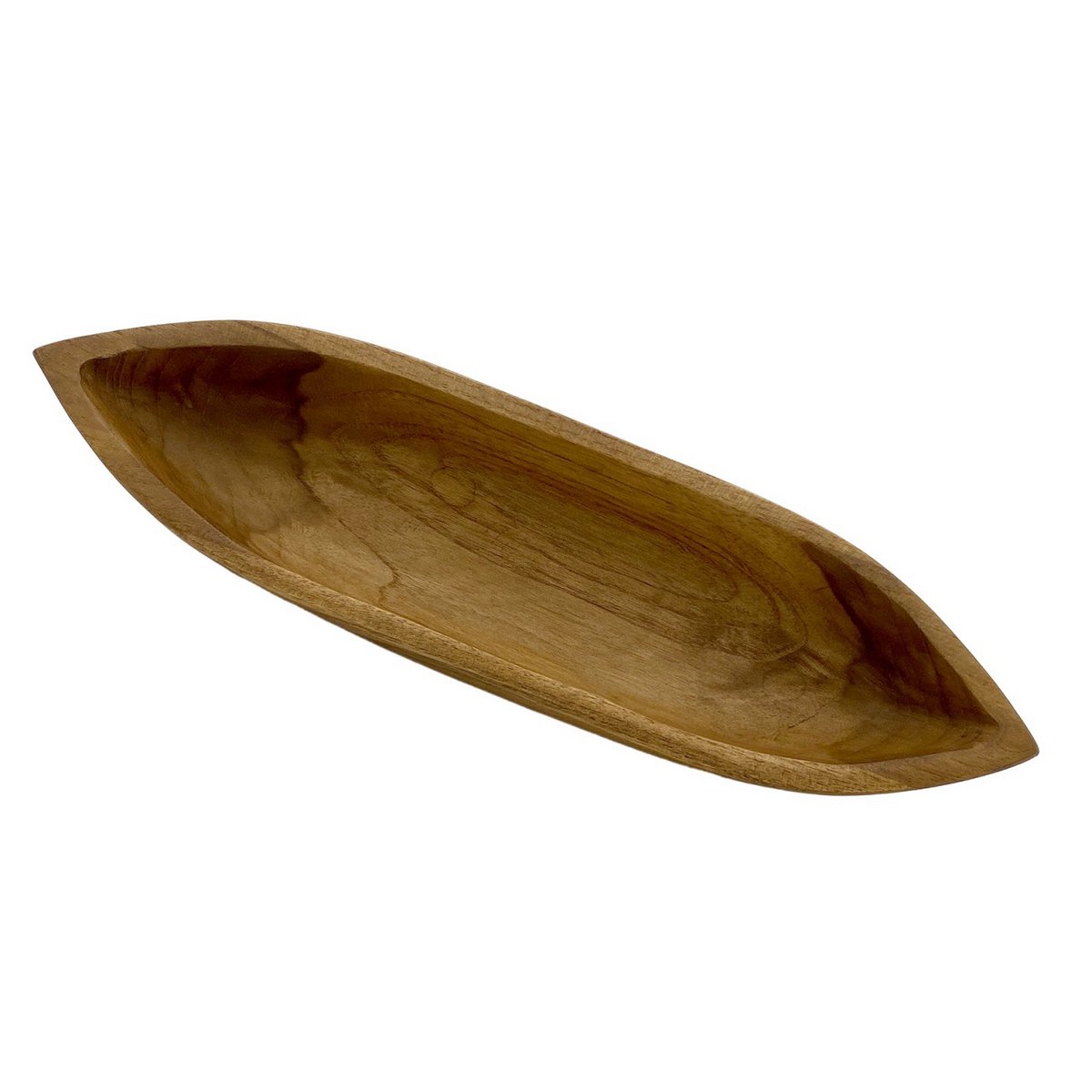 Teakhouten schaal 45x13cm bootvormig Uniek natuurproduct gemaakt van massief teakhout