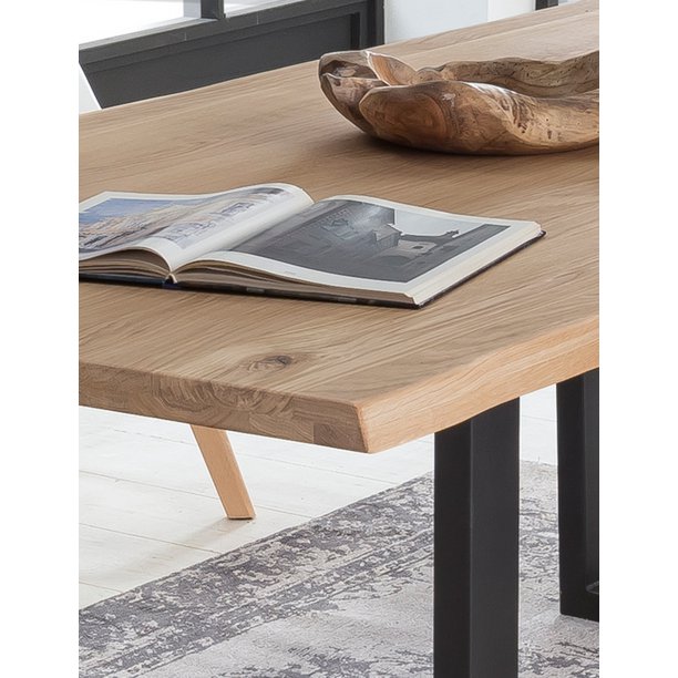 Tafel 160x90 cm, wild eiken, zwart frame