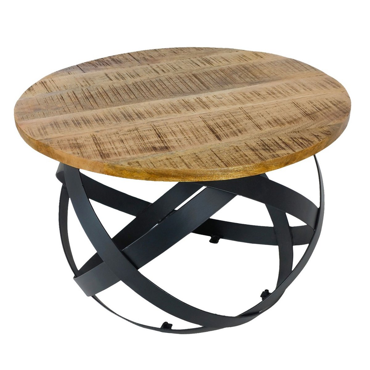 Bijzettafel salontafel rond woonkamer orbit metalen frame zwart