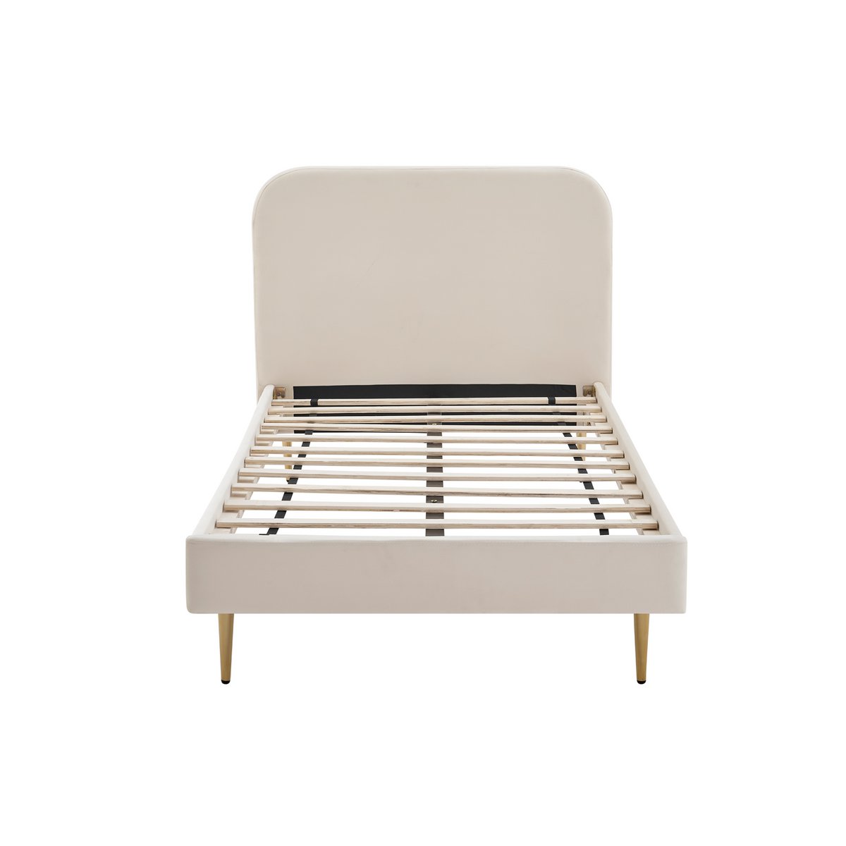Gestoffeerd bed met beige fluwelen hoes 90x200 cm