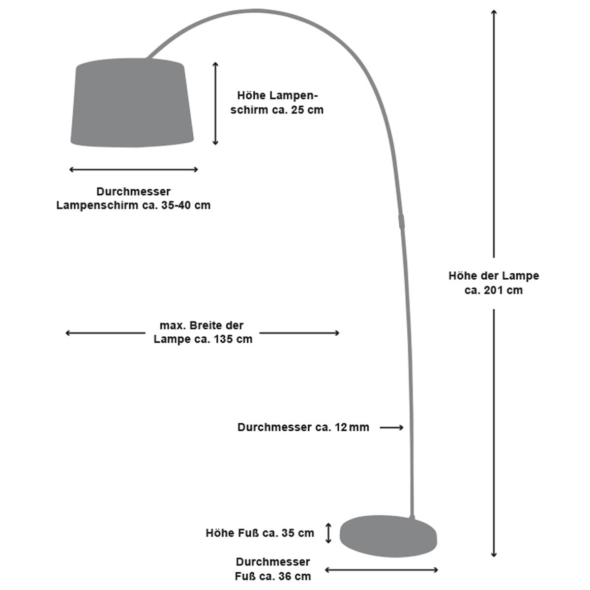 Booglamp 205 cm wit