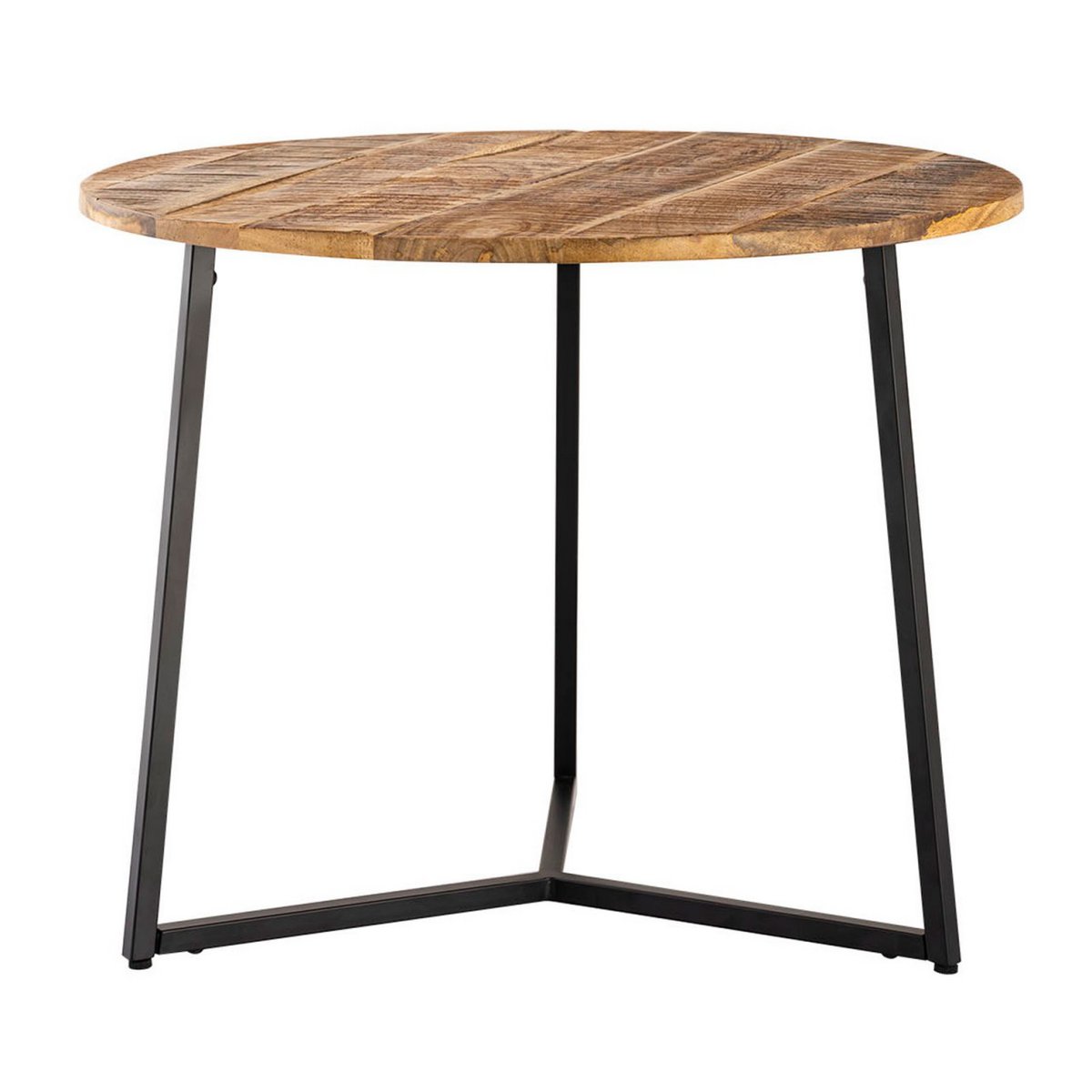 Salontafel ronde zijtafel vast hout Ø 56 cm woonkamer tafel la palma metalen frame zwart