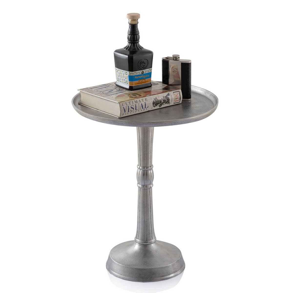 Beistelltisch Metall rund ø 44x53 cm 2-teilig Dekotisch Adlon mit Design Mittelfuß Aluminium