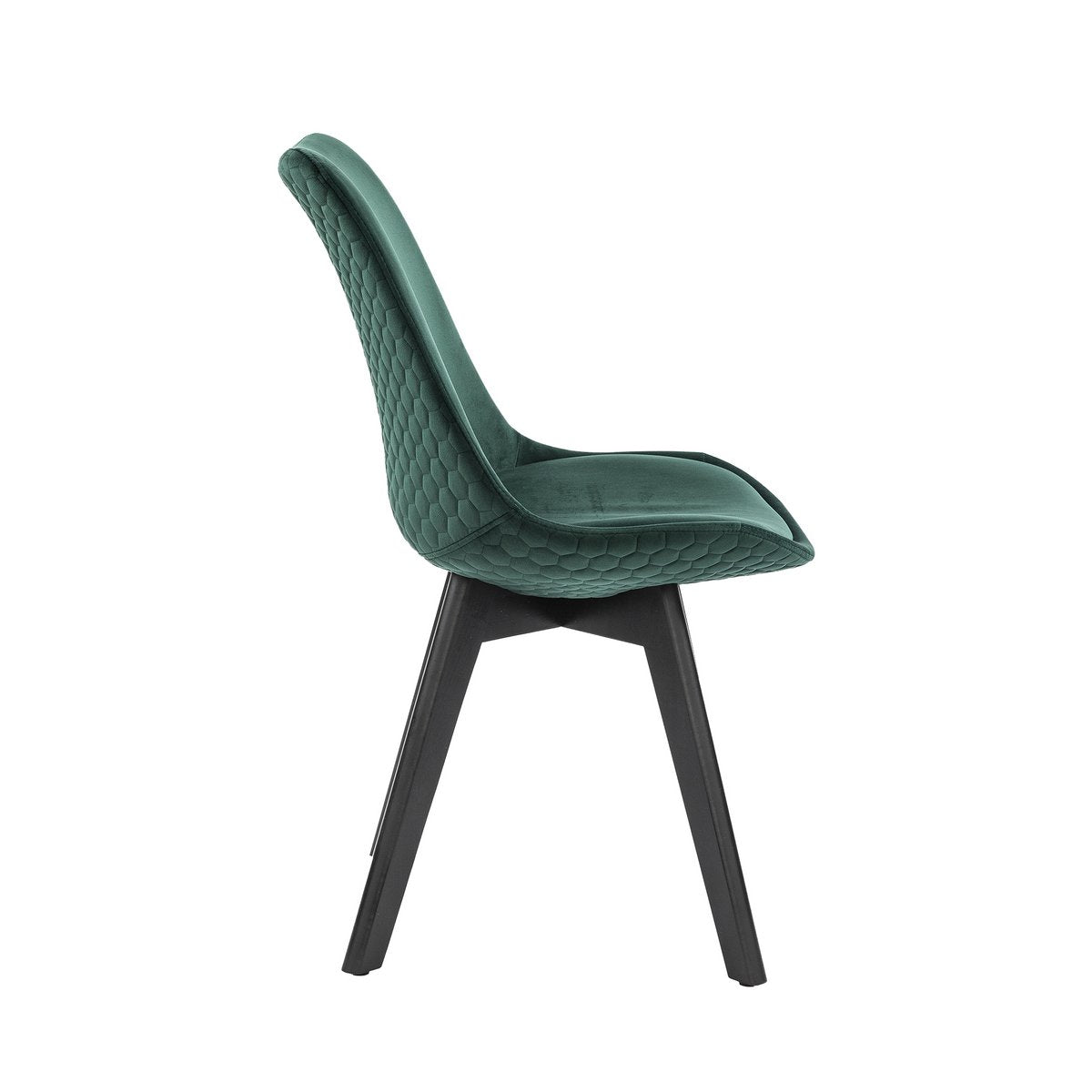 Set van 2 eetkamerstoelen in groen fluweel