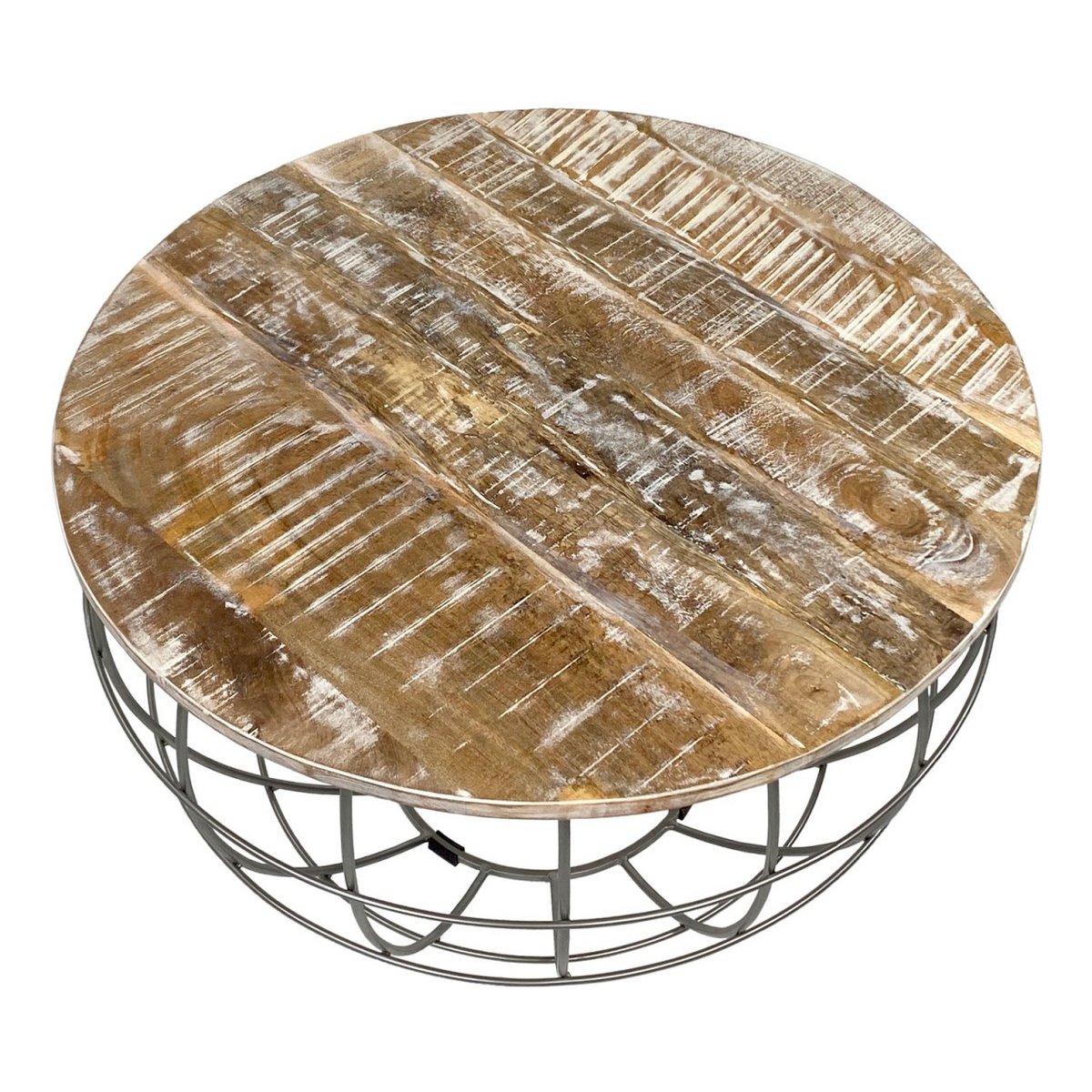 Ronde salontafel duurzaam Lexington ø 75 cm metalen gaas draadframe massief houten salontafel