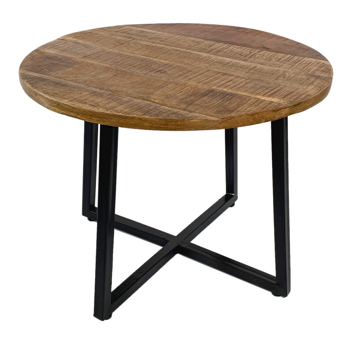 Salontafel rond 60 cm woonkamertafel bijzettafel Cannes metalen frame zwart wit antiek zilver