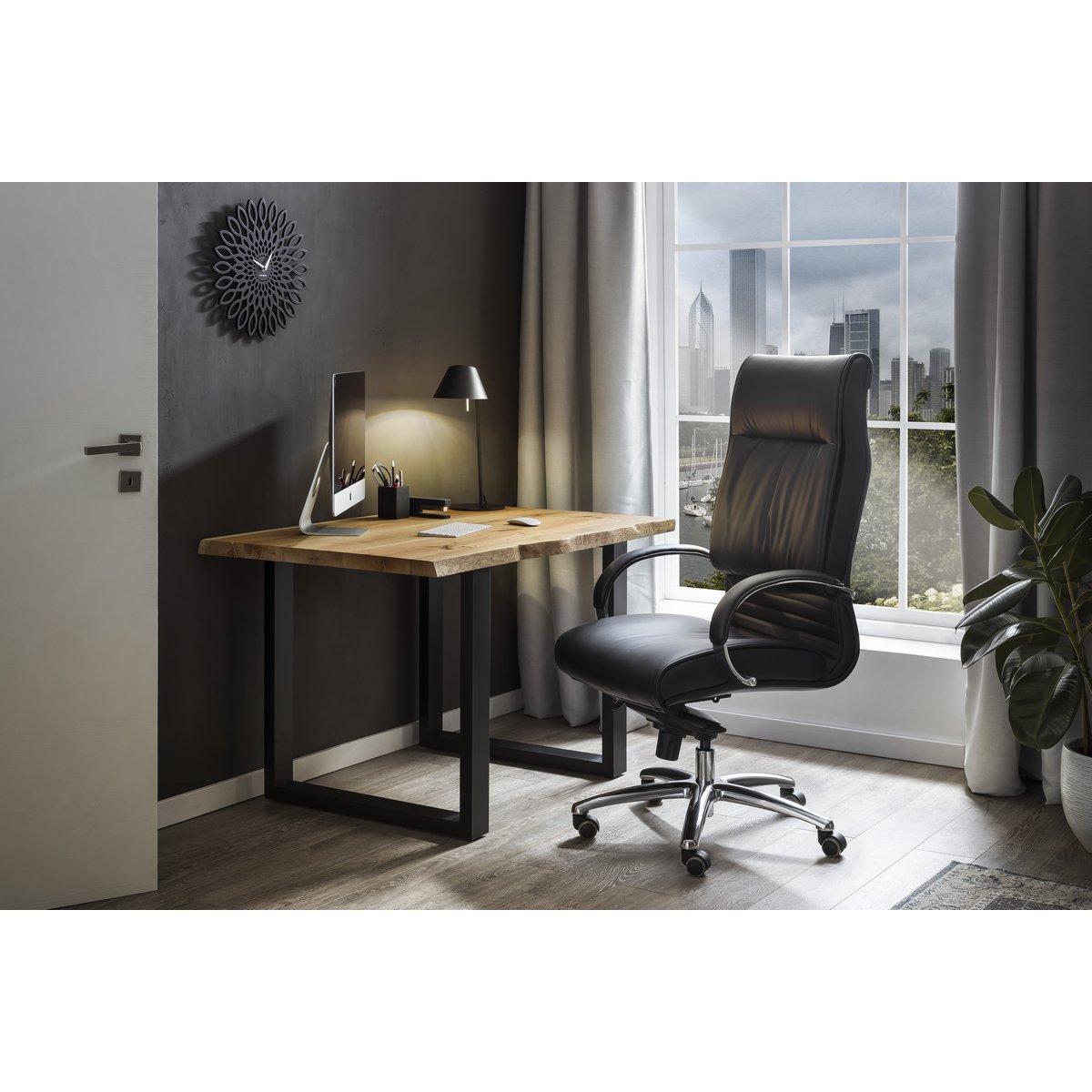 Bureaustoel kunstleer look zwart