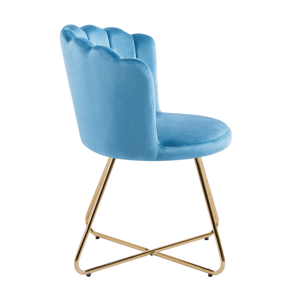 Set van 2 blauwe fluwelen kuipstoelen
