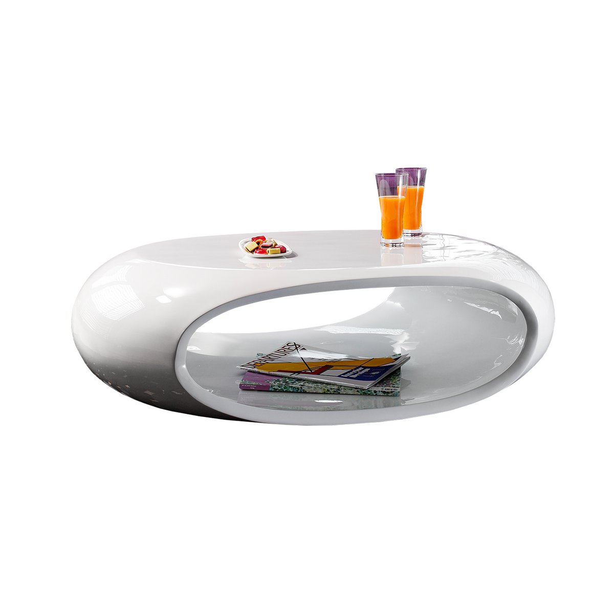 Salontafel 100x70x32 cm wit glasvezel