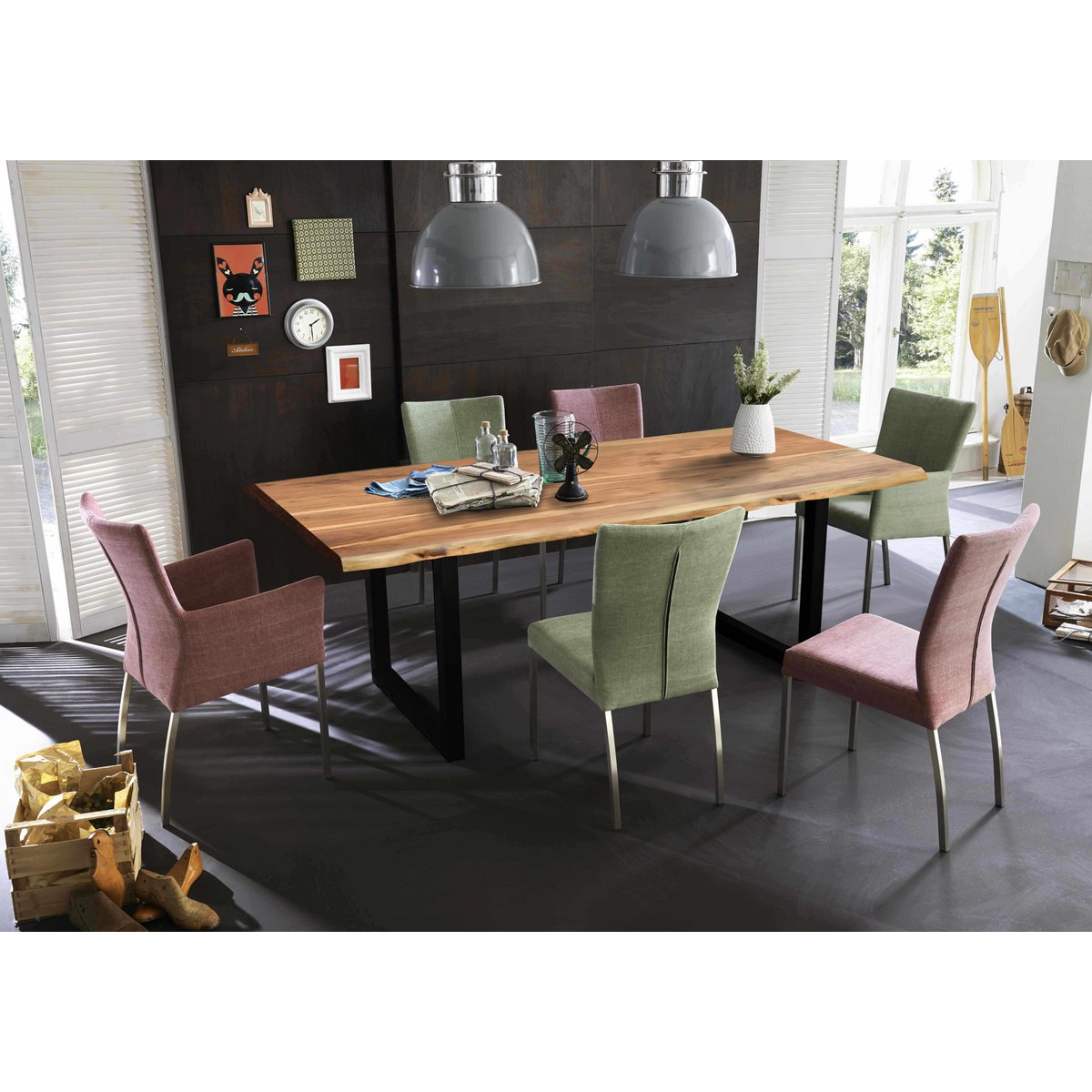 Tafel 220x100 cm, natuurlijk acacia, 56 mm
