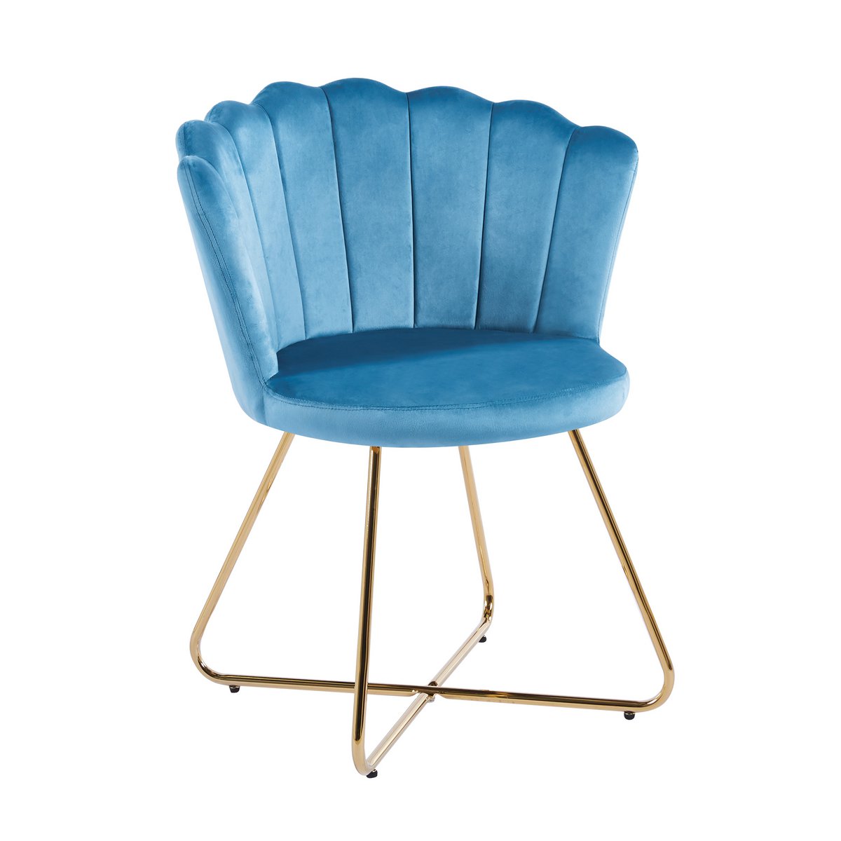 Set van 2 blauwe fluwelen kuipstoelen