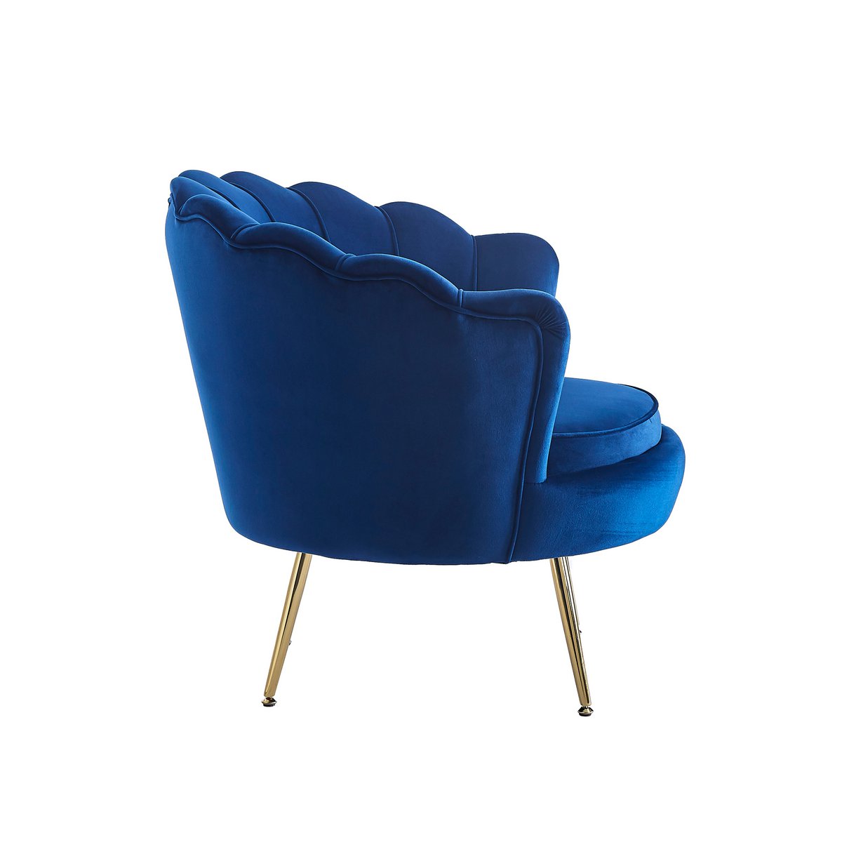 Kuipfauteuil gemaakt van donkerblauw fluweel