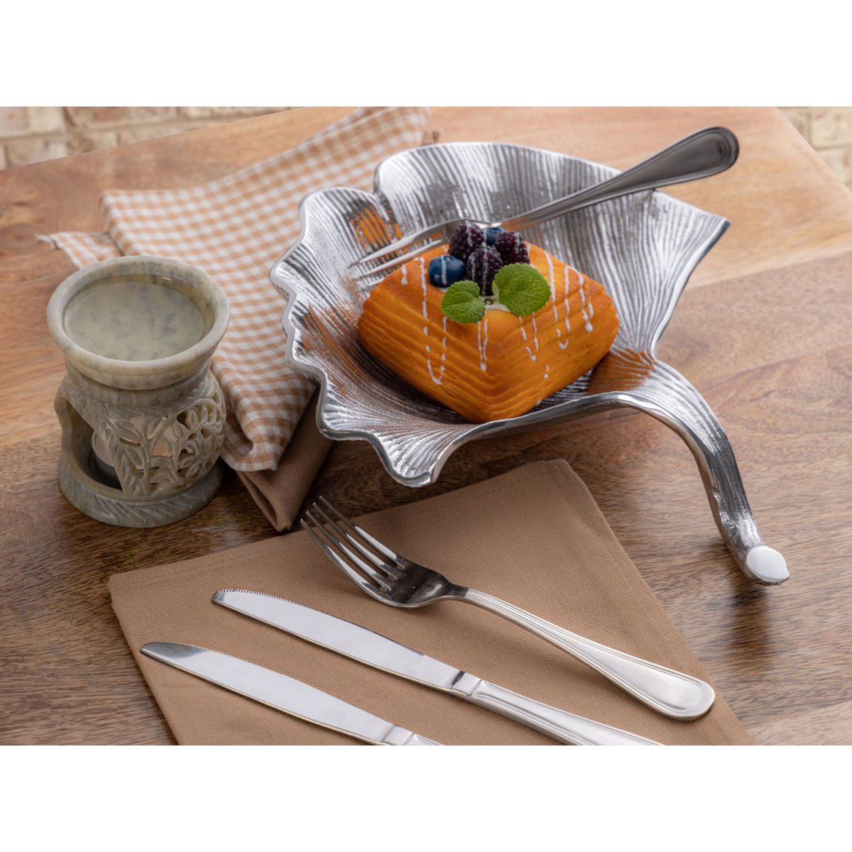 Decoratieve shell bowl master doos 12-delige aluminium ginkgo groot goud of zilveren bladschaal