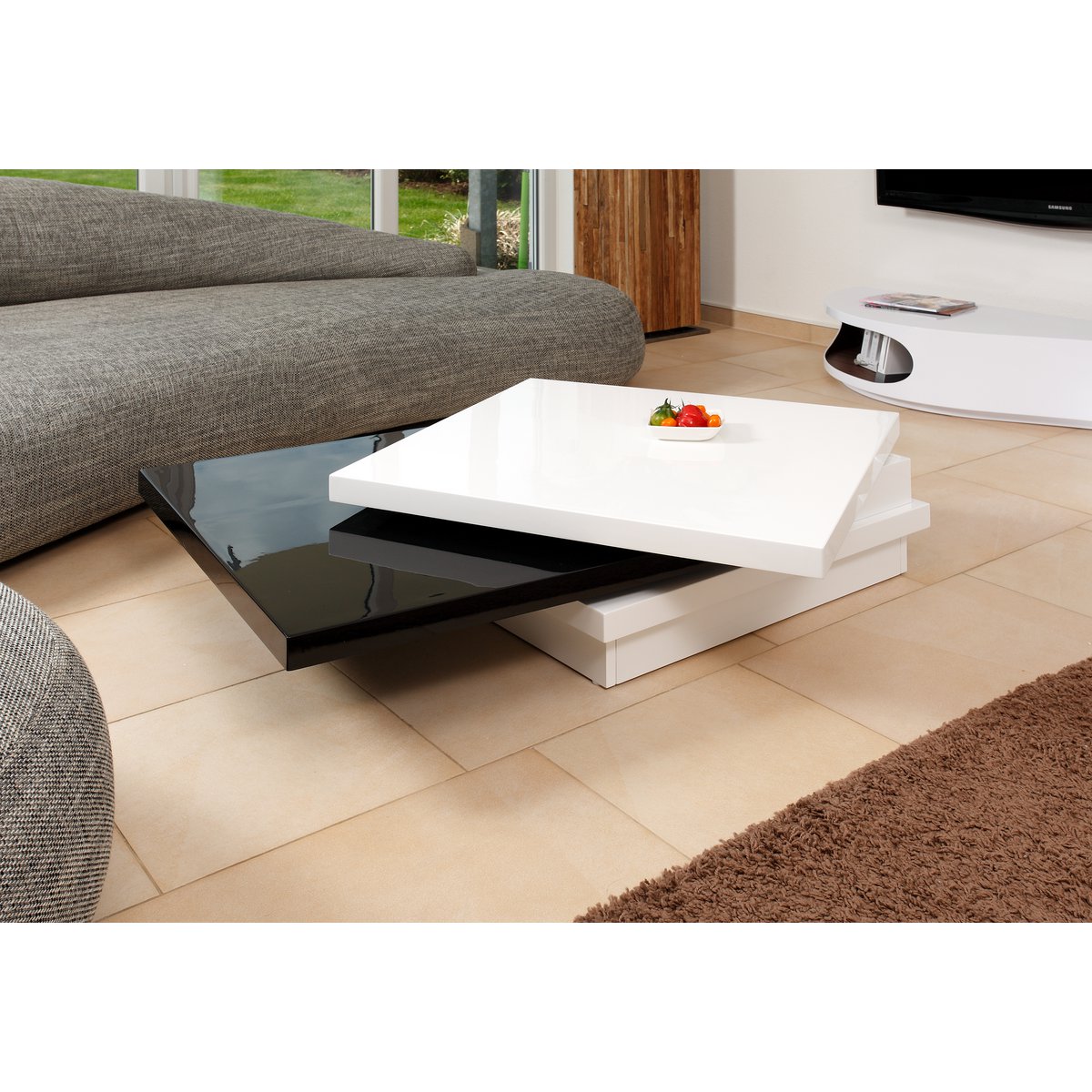 Salontafel 120X80 cm wit/zwart