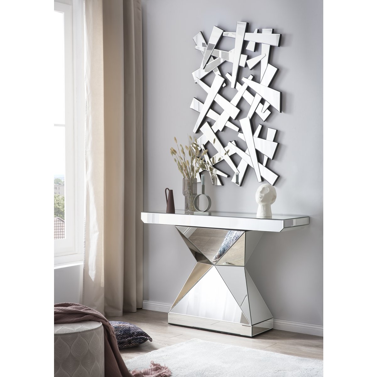 MDF console tafel met spiegelglas