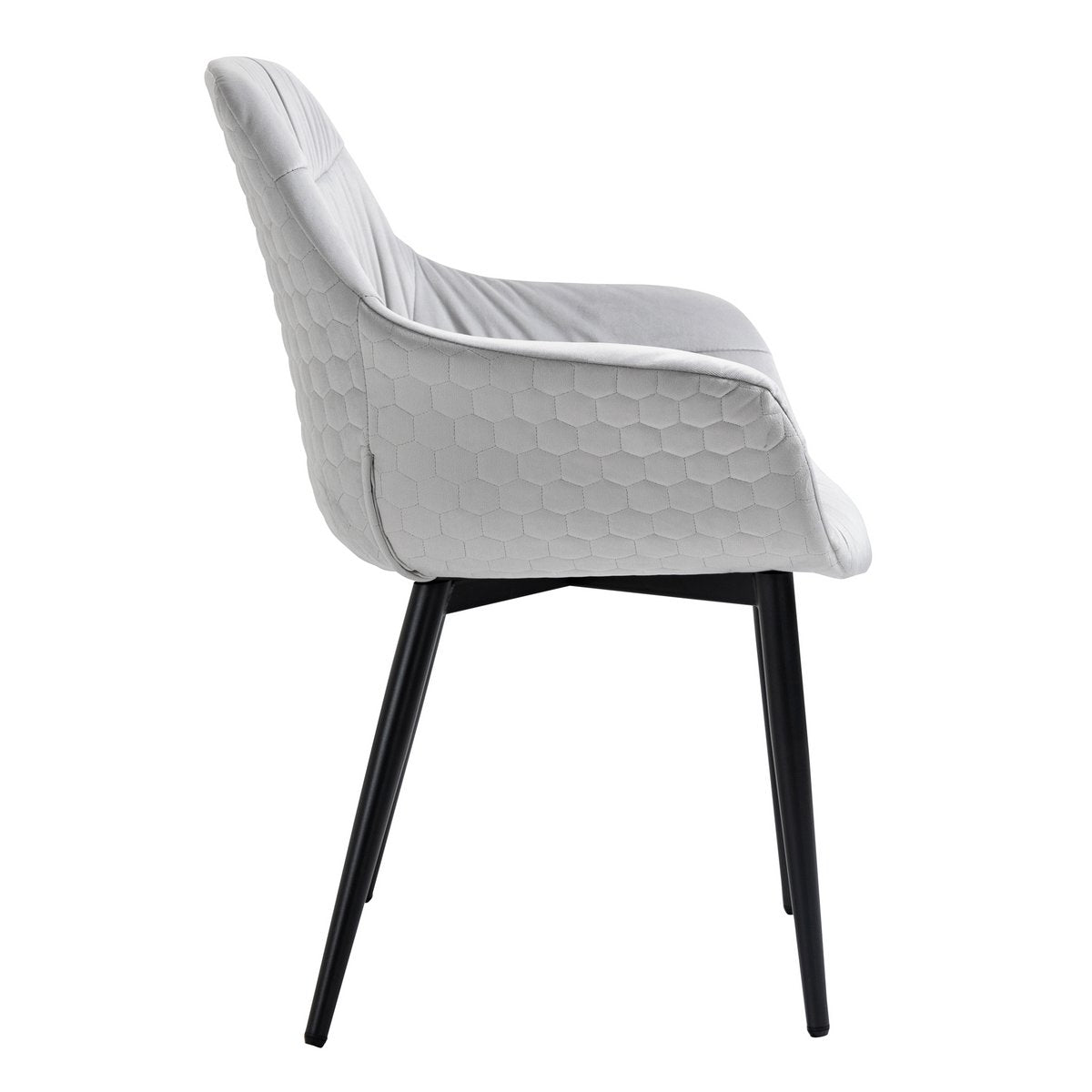 Fauteuil met honingraatstiksel in lichtgrijs fluweel