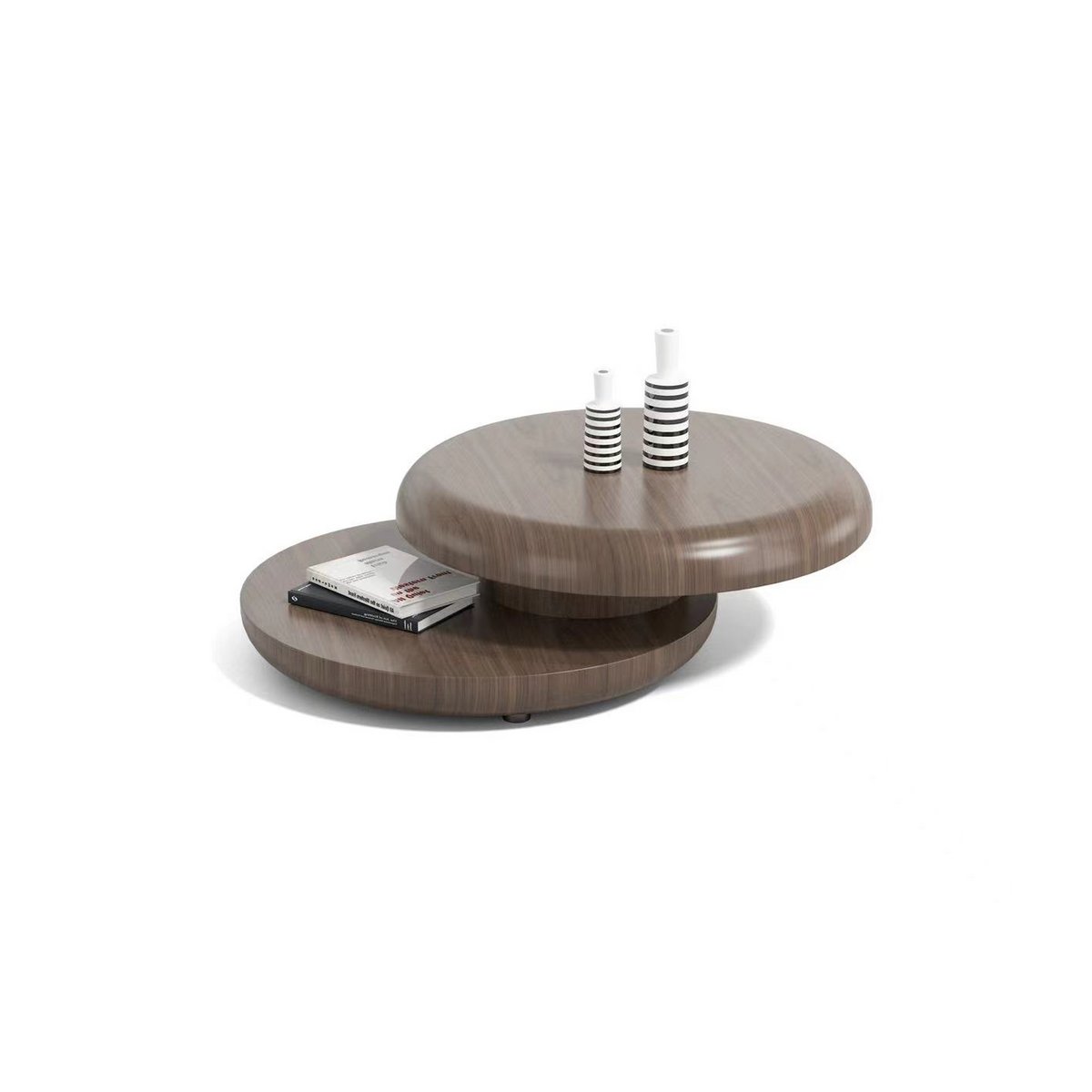 Salontafel Ø 90 cm roteerbare walnoot