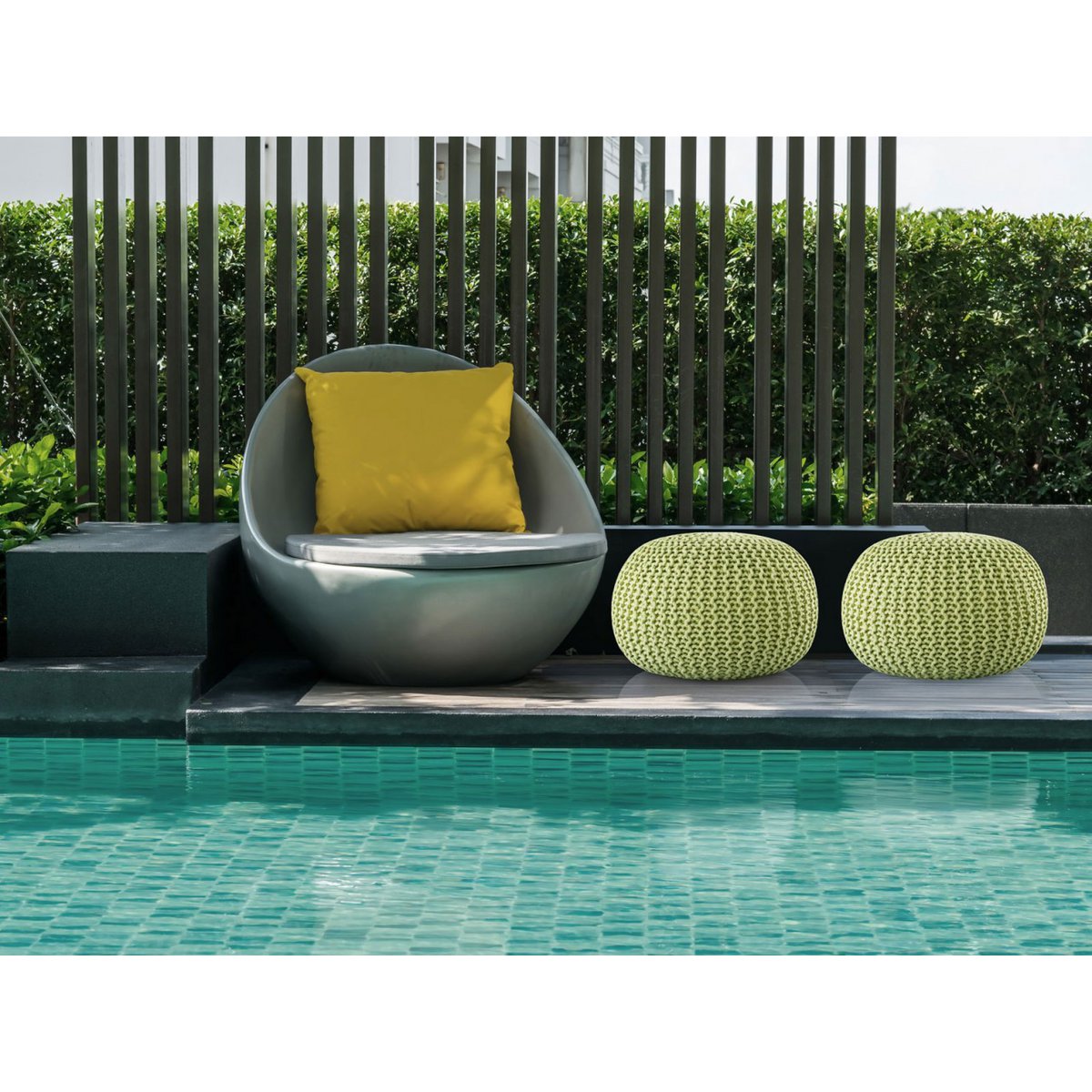 Pouf premium Ø45cm stoel kruk breien pouf in terras pool tuin duurzaam