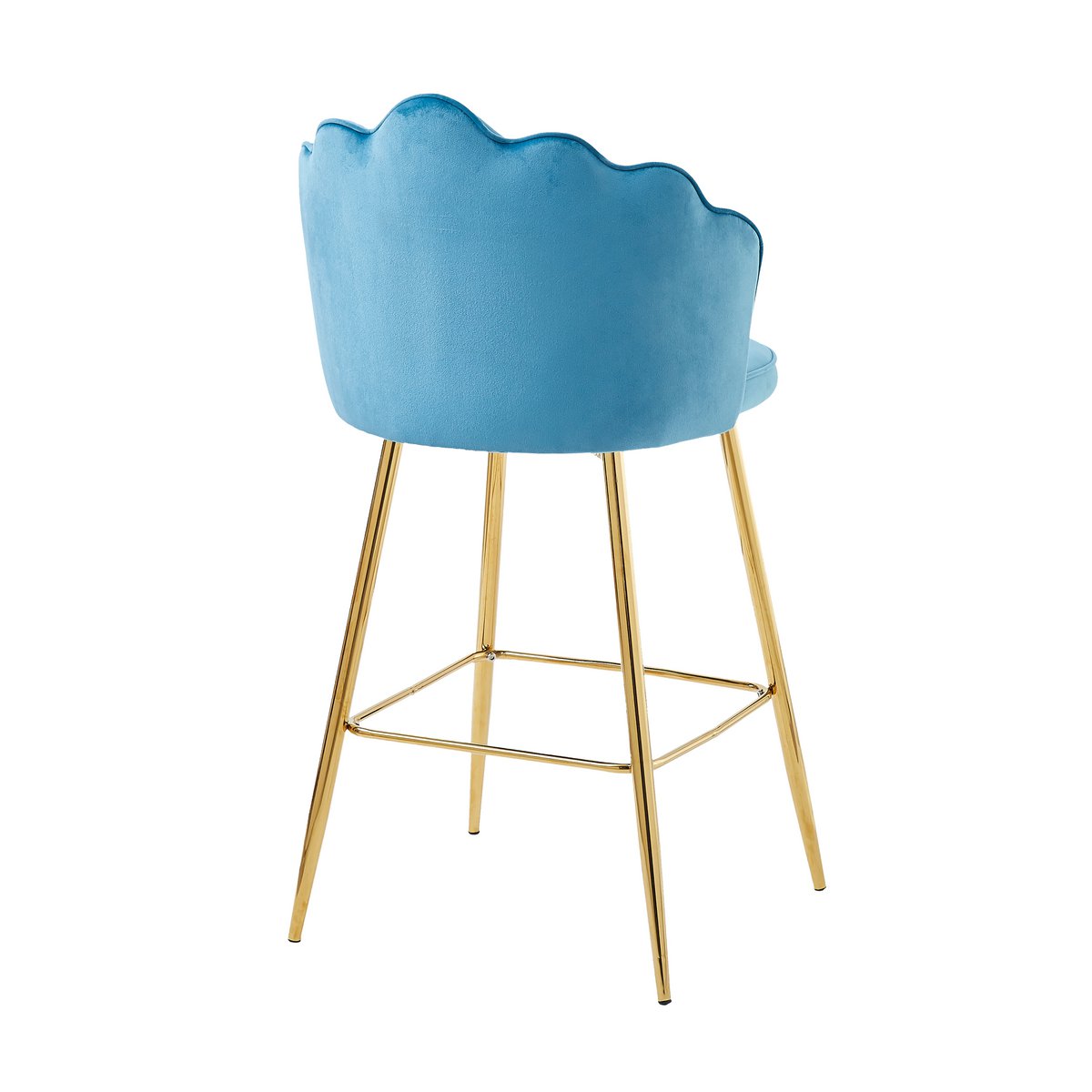Set van 2 barkrukken met schelpdesign in blauw fluweel