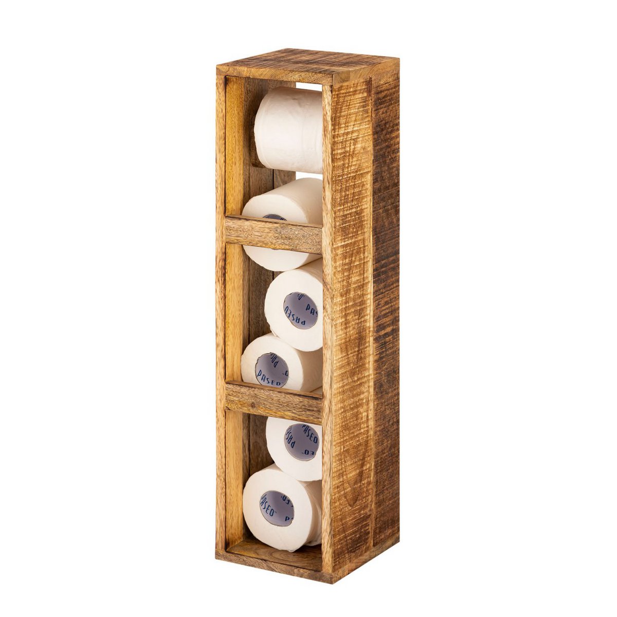 Toiletpapierhouder Toiletpapierhouder hout 17x17 H 65 cm mantelrol houder vierkant mango hout