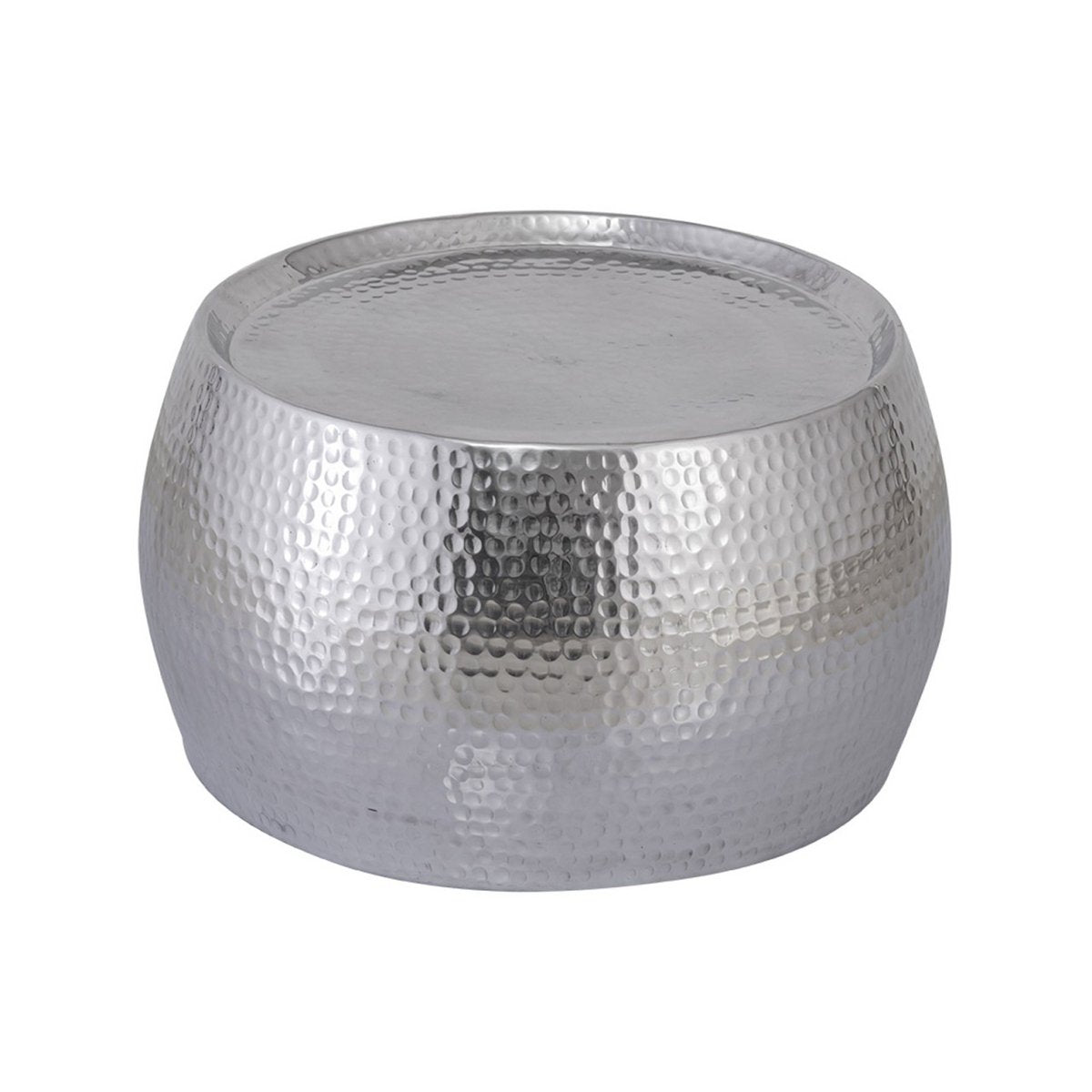 SUILY TABEL 2 DAKAR STRAAK DRAAG Ø 55/43 X H 30/28 cm zilveraluminium gehamerd