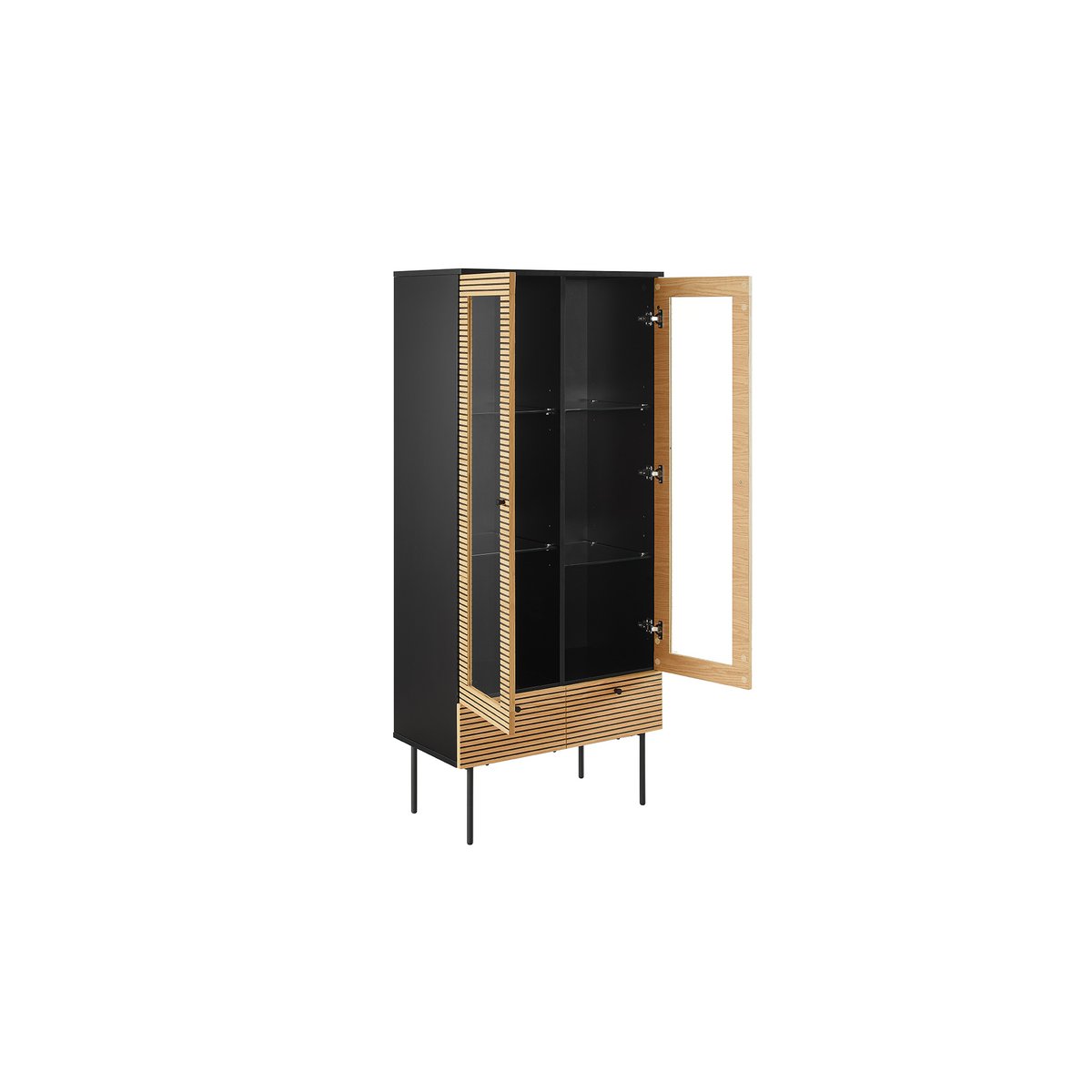Vitrine 2 deuren eiken echt houtfineer