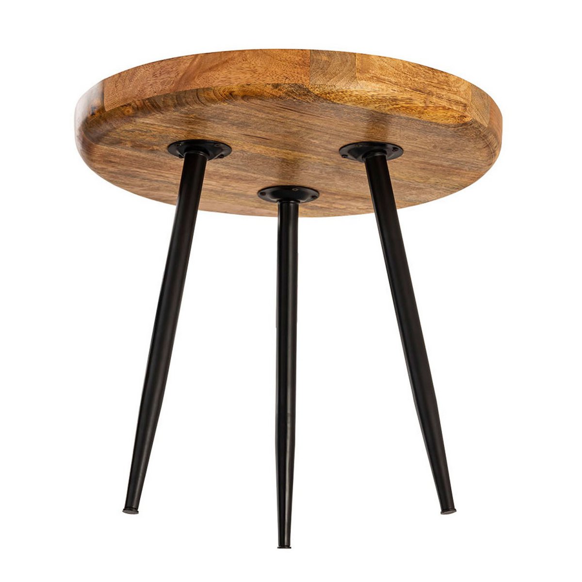 Bijzettafel hout rond Ø 40 of 50 cm Vancouver salontafel woonkamer tafel metalen metalen voet zwart mat