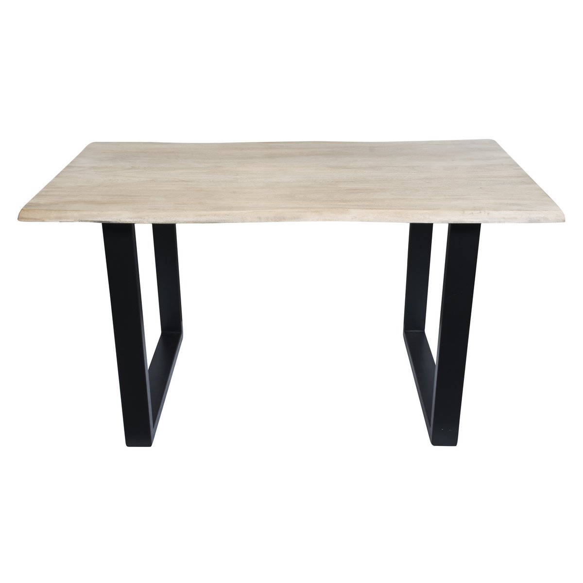 Tafel 140 x 80 cm, licht gekalkt blad, zwart frame