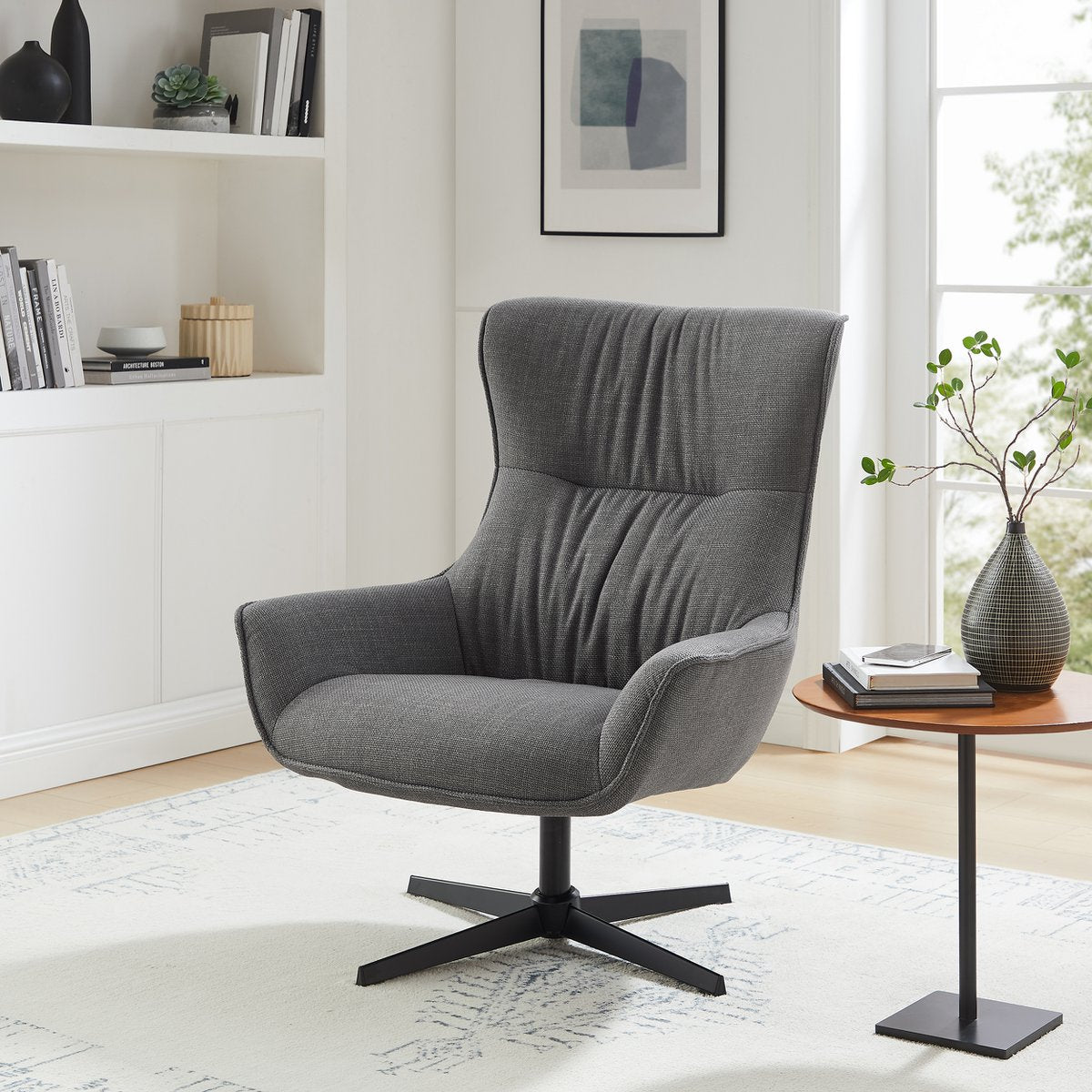 Fauteuil structuurstof grijs